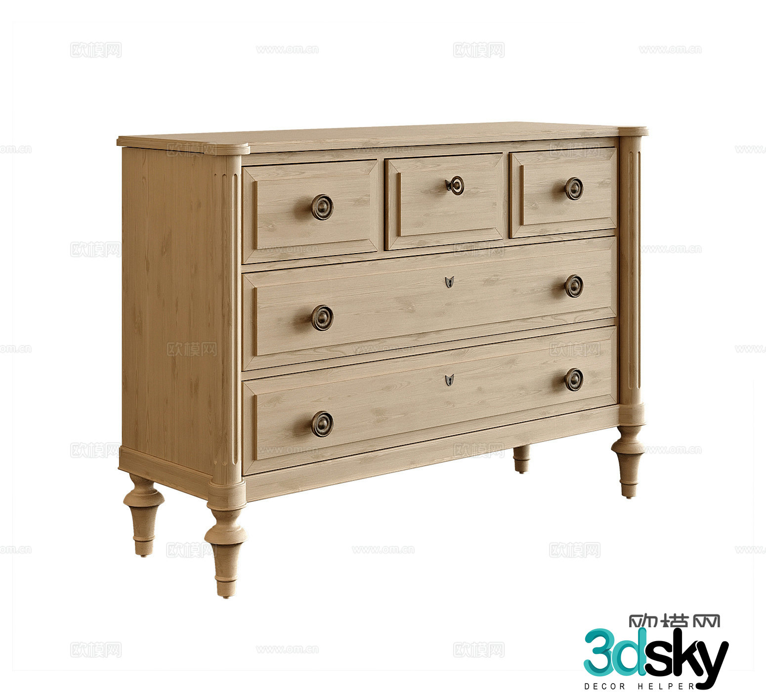 American entryway cabinet 3D model