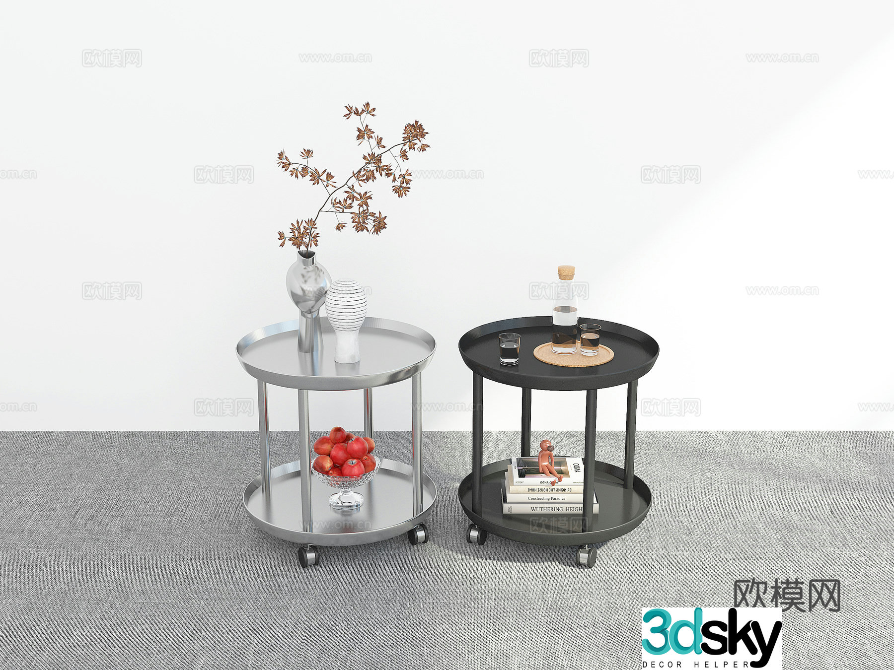 Modern round table side table 3d model