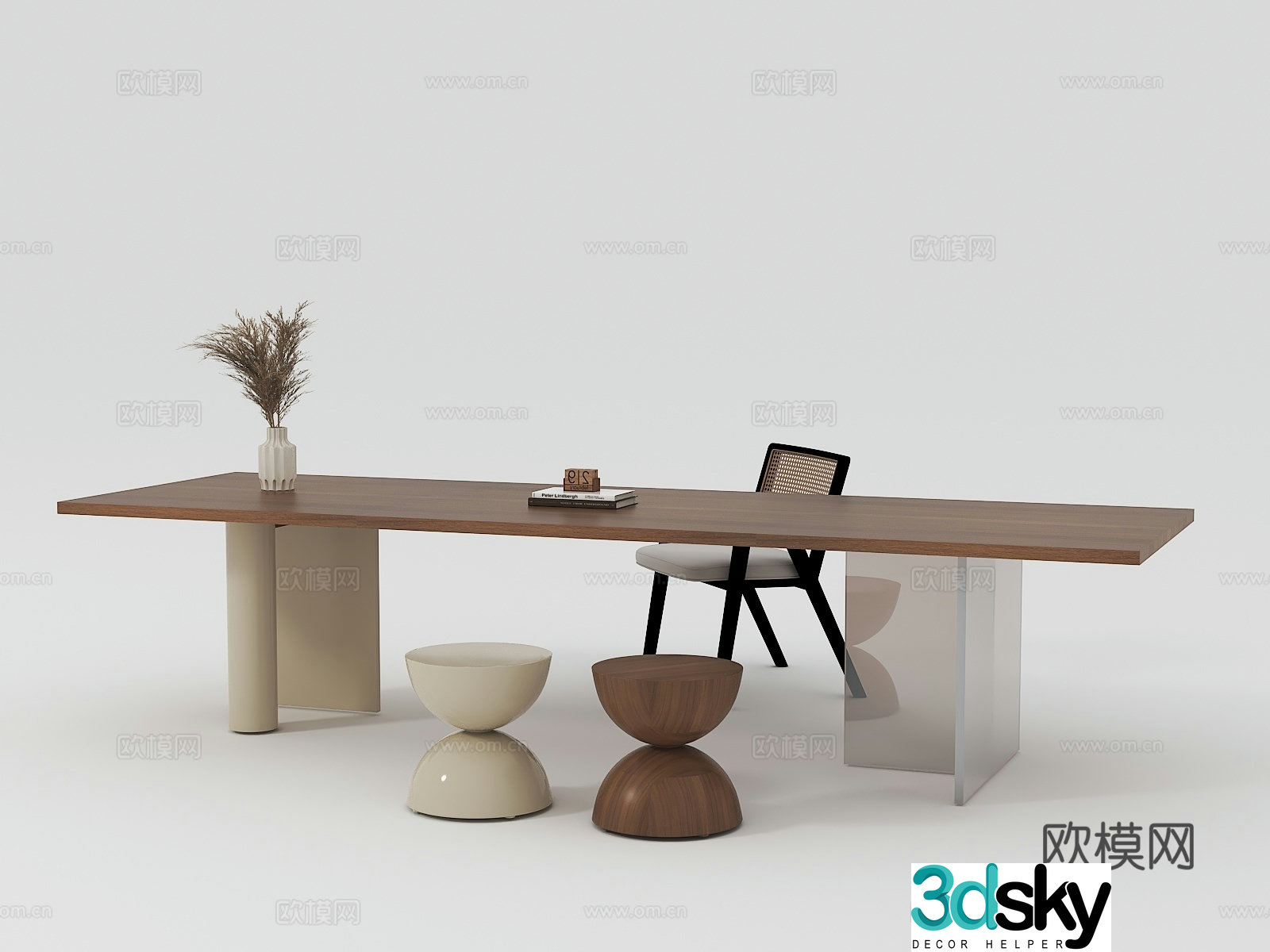 Medieval desk and chair 3d model