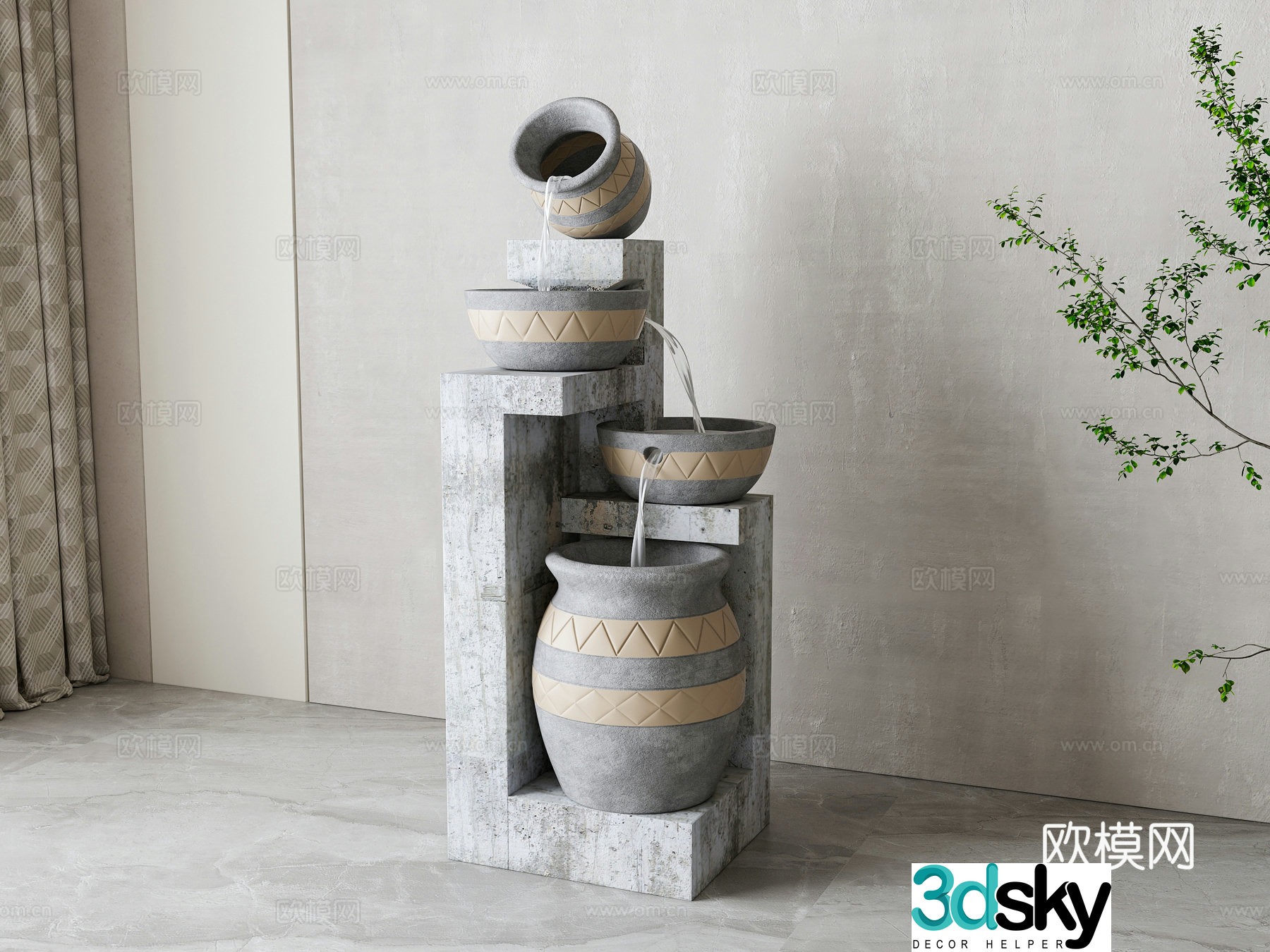 European water bowl sculpture ornaments 3D model