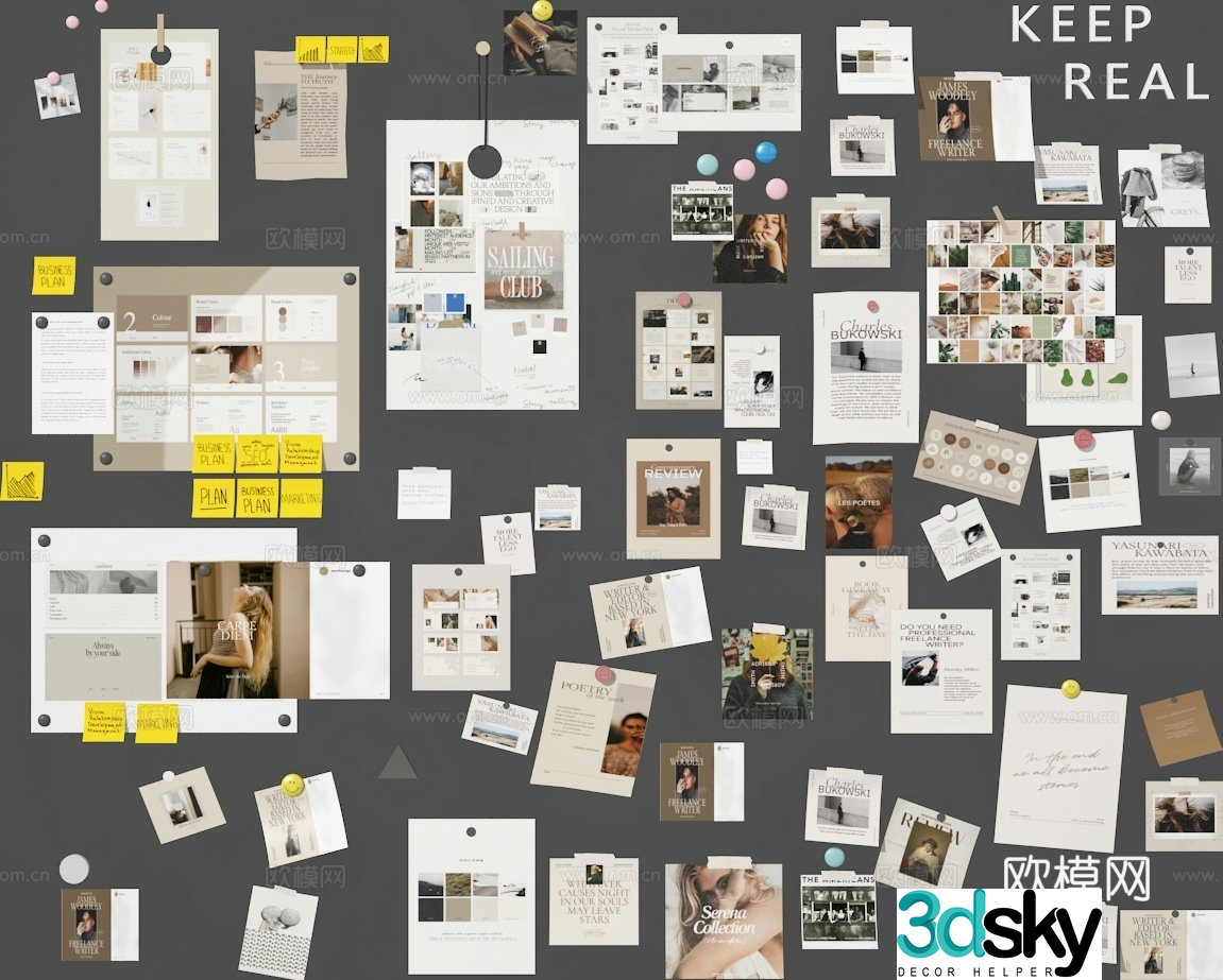 Note wall photo wall message board 3d model