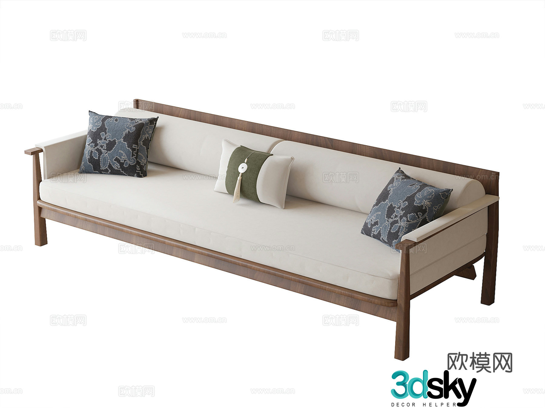New Chinese style multi-person sofa 3d model