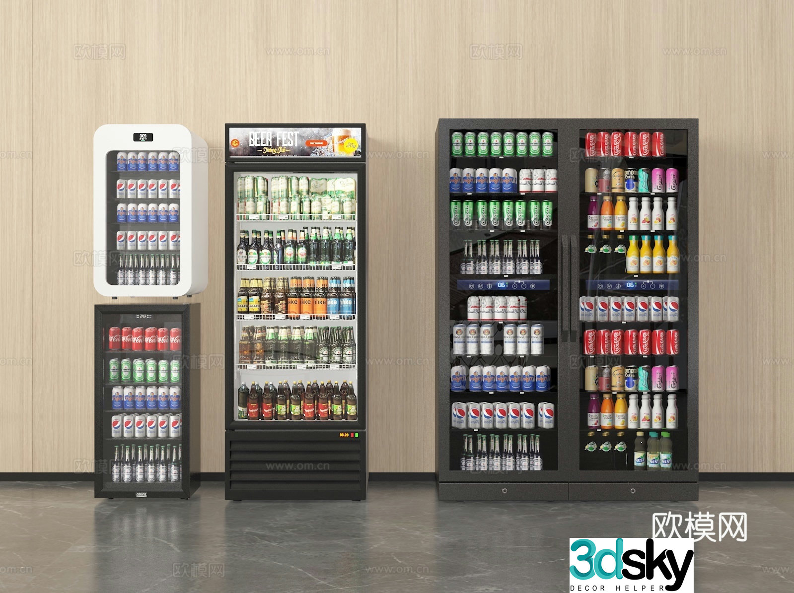 Beverage cabinet cold drink cabinet refrigerator freezer 3D model