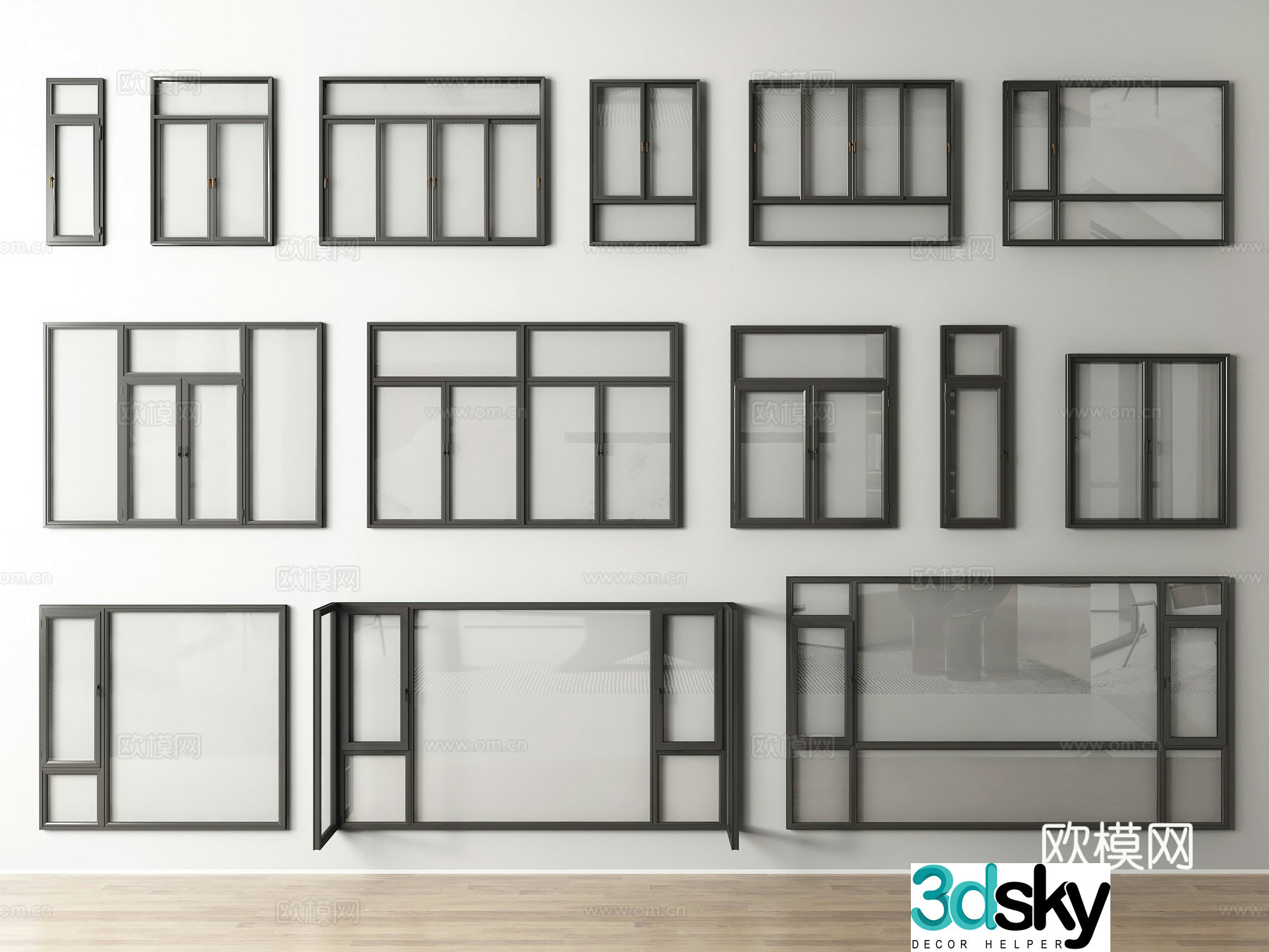 Modern windows casement window 3d model
