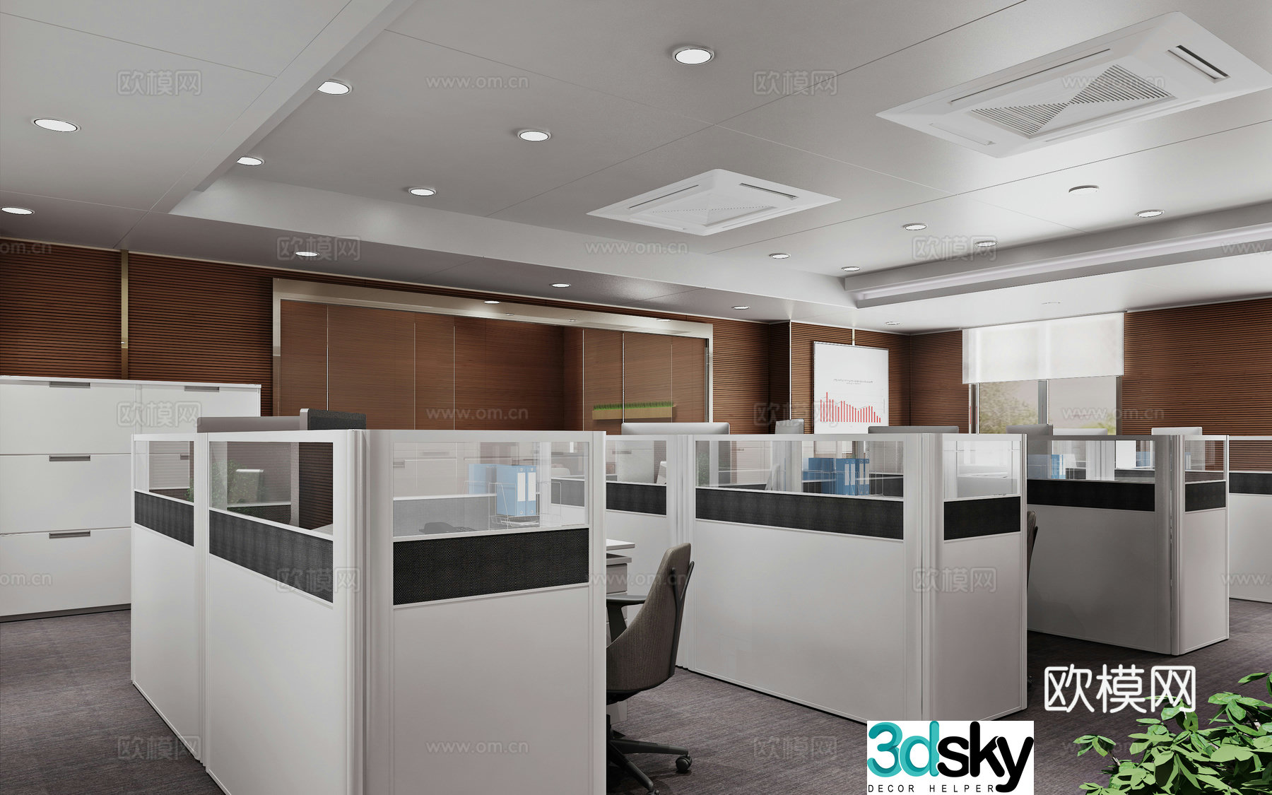 Modern public office office area 3d model