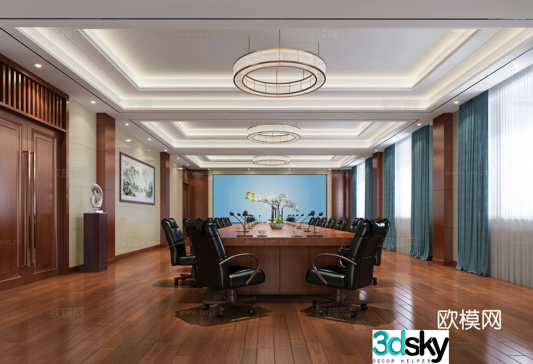 Modern unit conference room 3d model