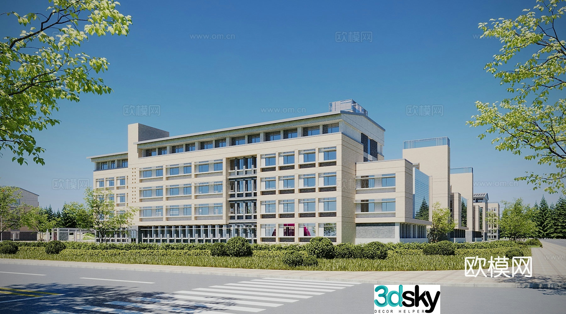 Modern office building architecture 3d model
