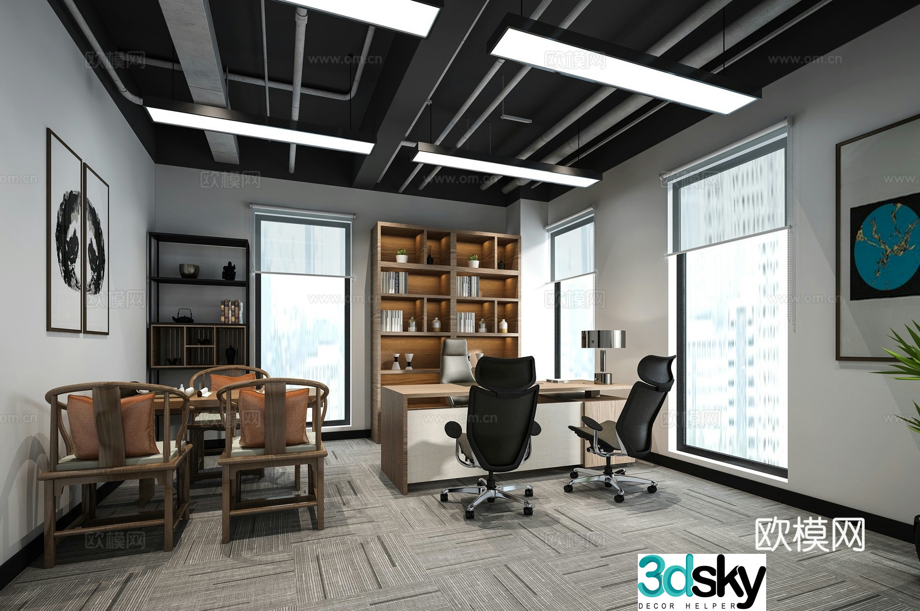 Modern manager office supervisor room reception room 3d model