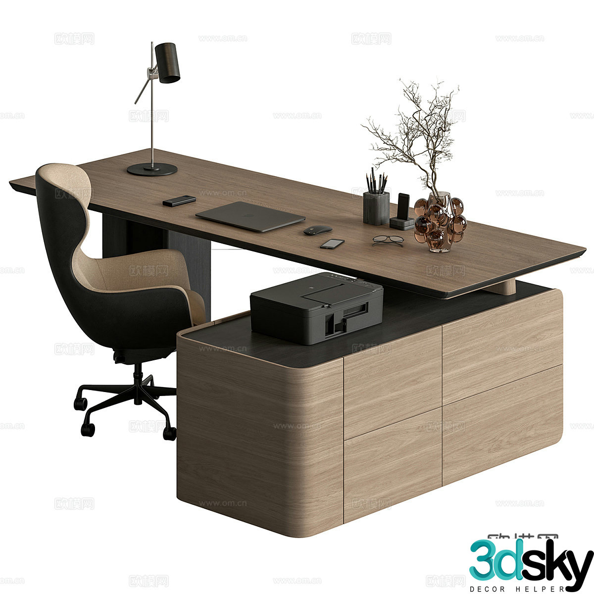 Modern desk desk executive desk boss desk 3d model