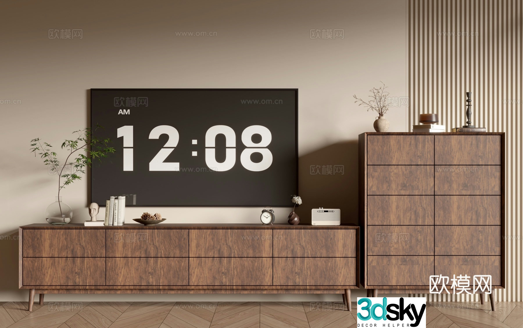 Medieval style side cabinet chest of drawers TV cabinet 3D model