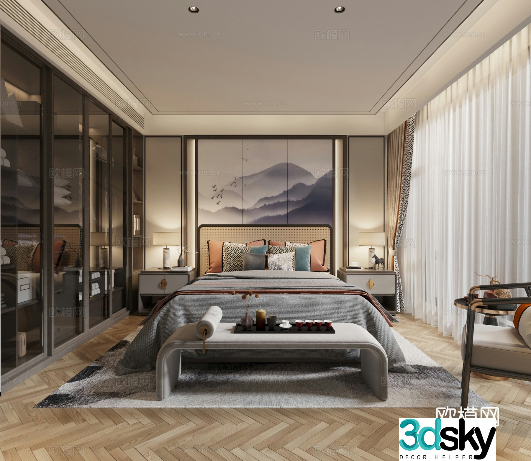 New Chinese style bedroom master bedroom 3d model