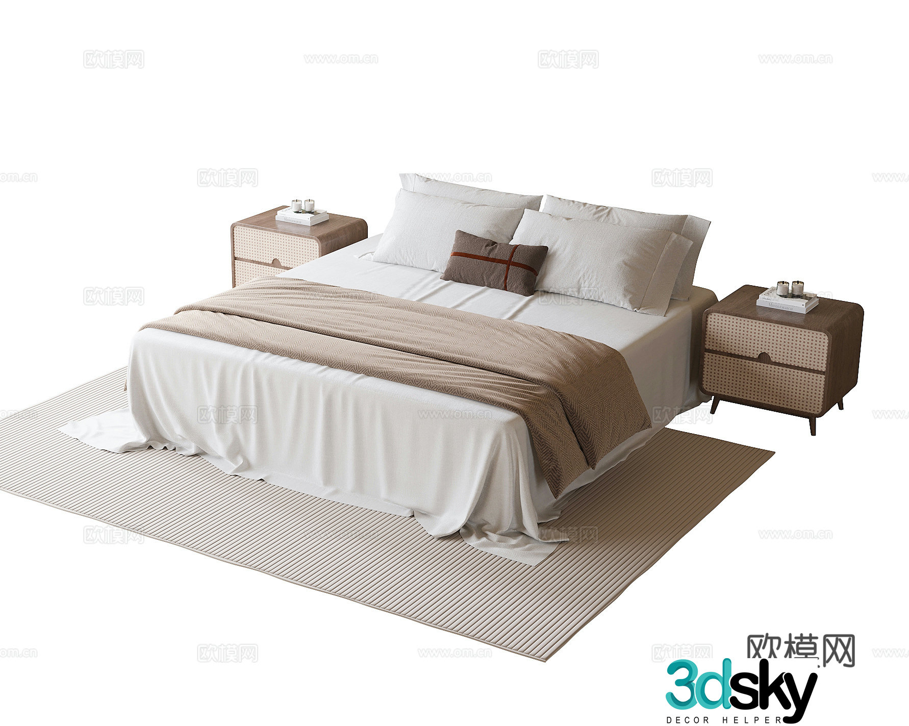 Modern backless double bed 3d model