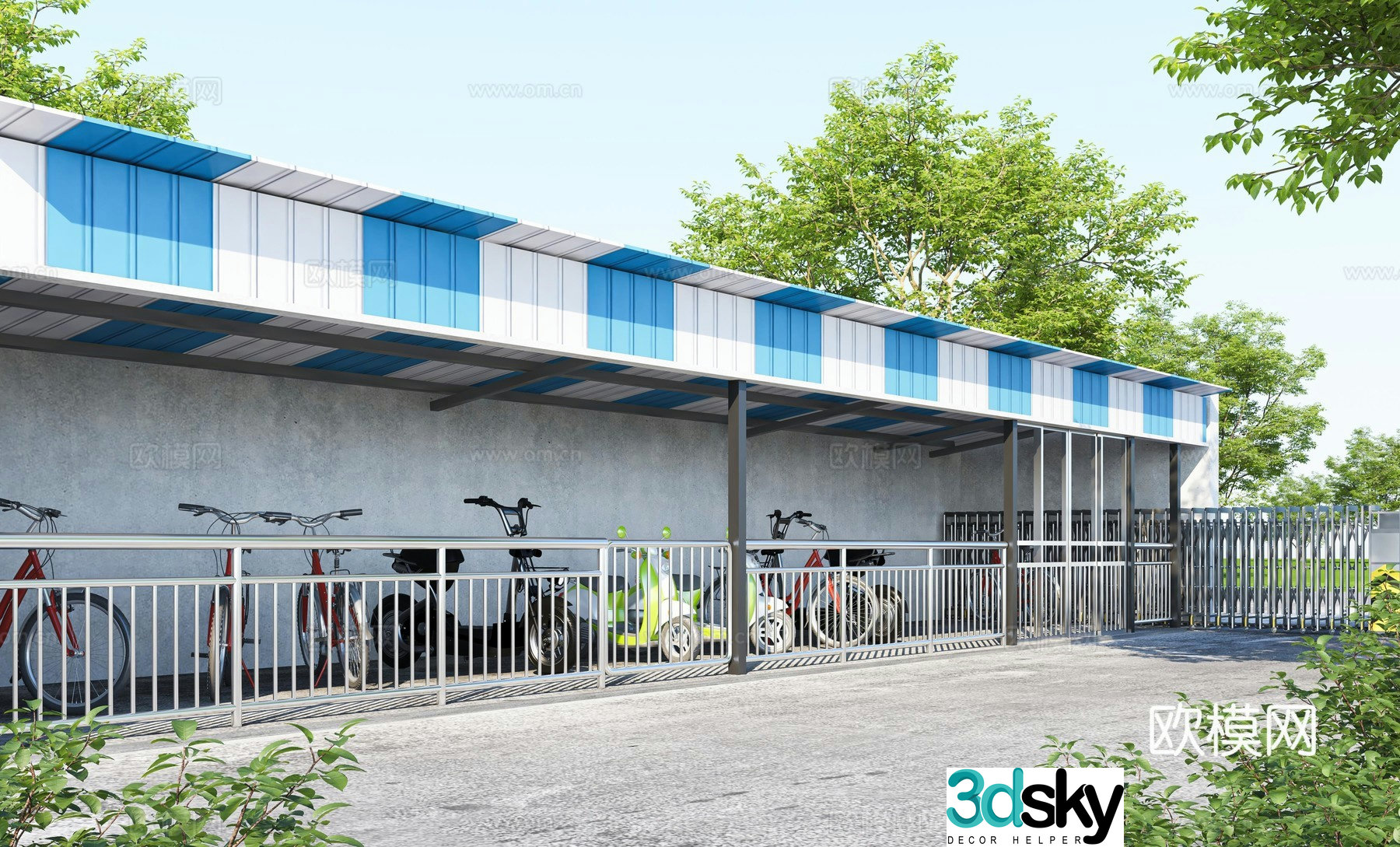 Modern bike shed electric bike shed 3d model