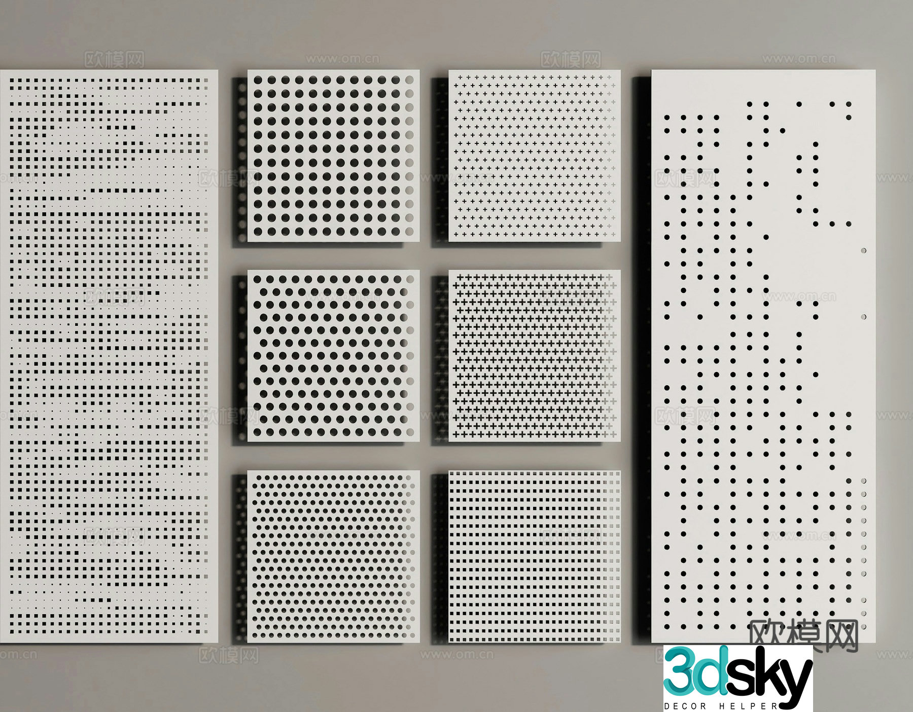 Modern punched plate perforated plate hollow plate 3d model