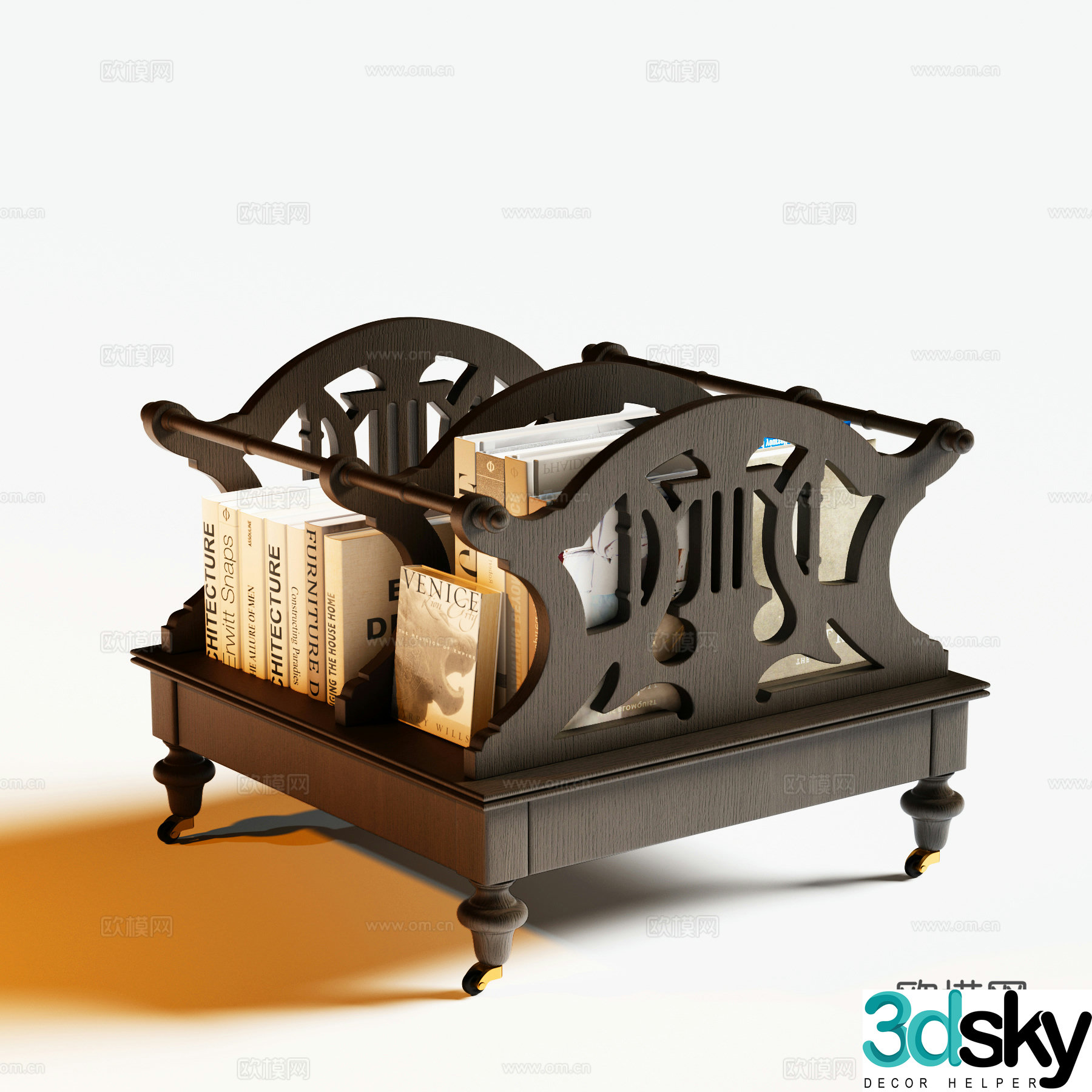 American bookshelf low cabinet 3d model
