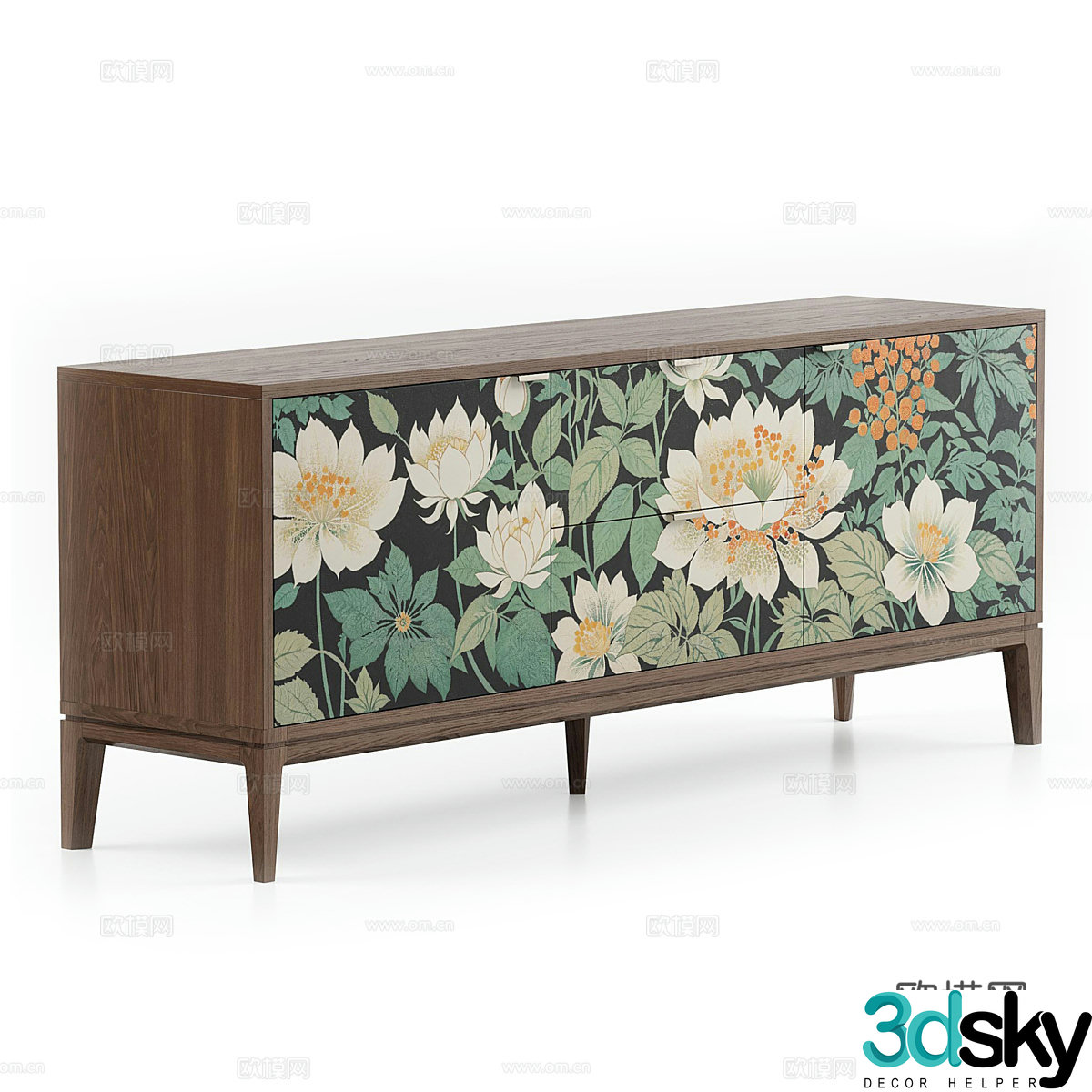 Modern painted flower TV cabinet 3d model