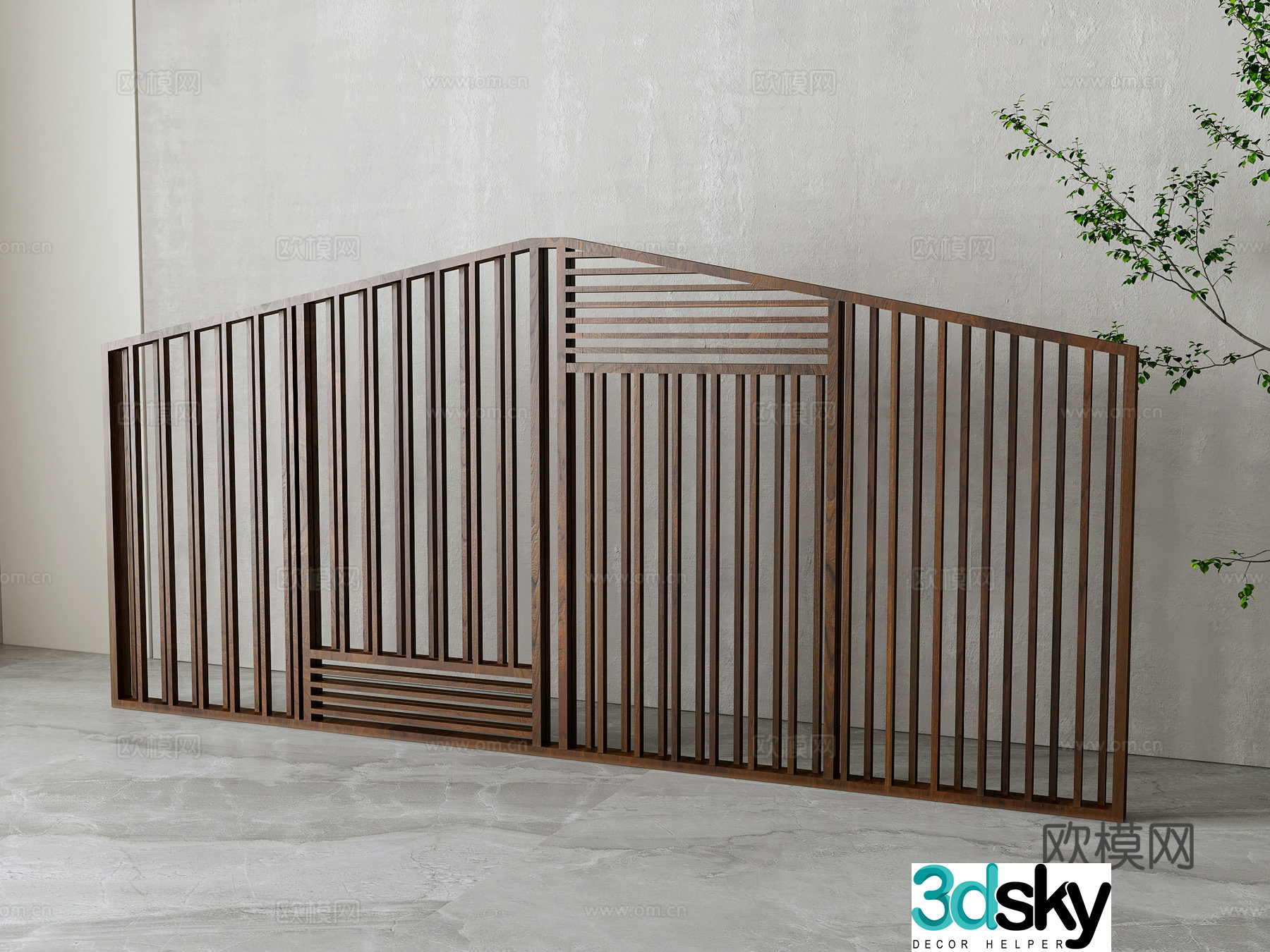 New Chinese style partition 3D model