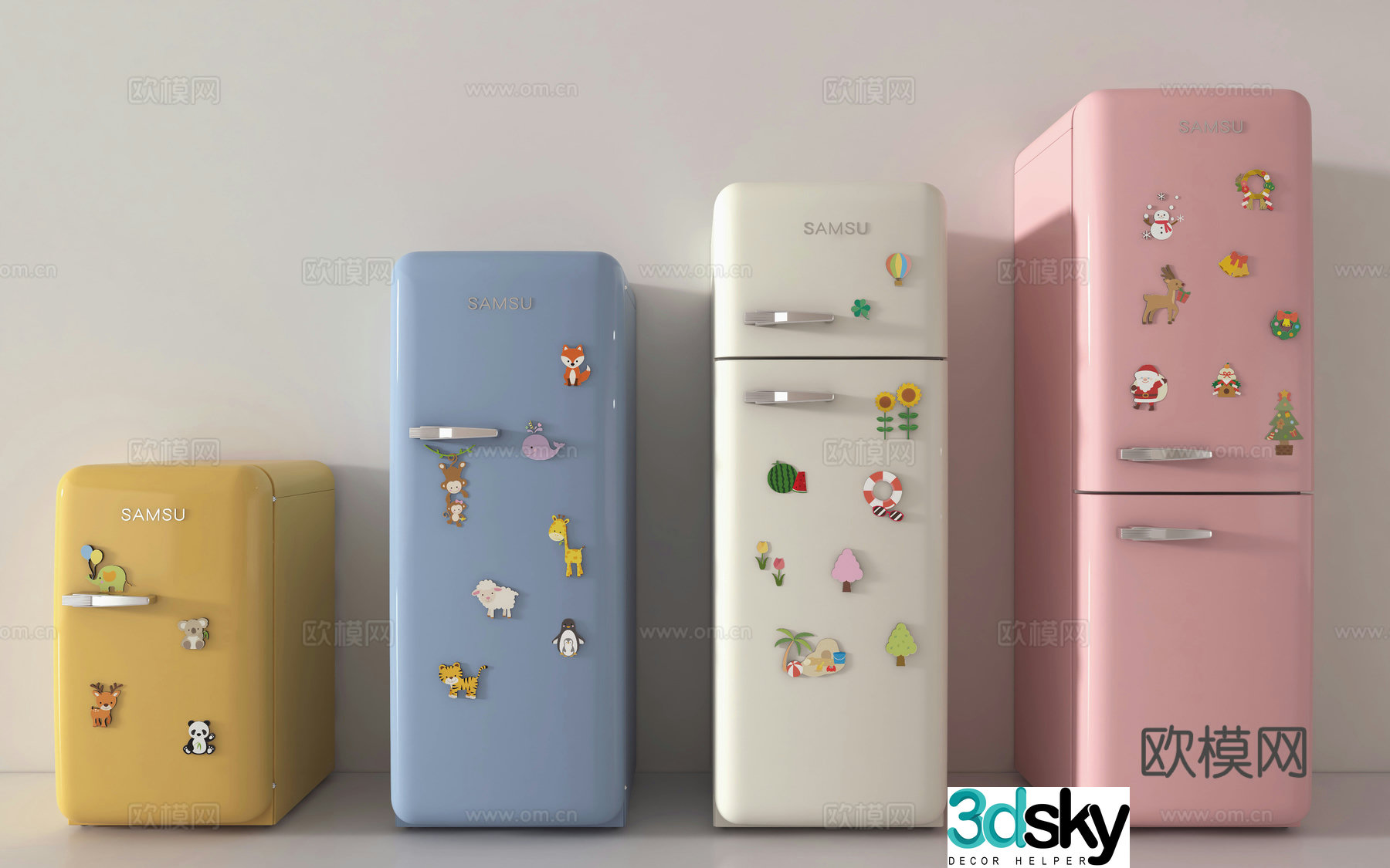 Single door refrigerator small refrigerator 3d model