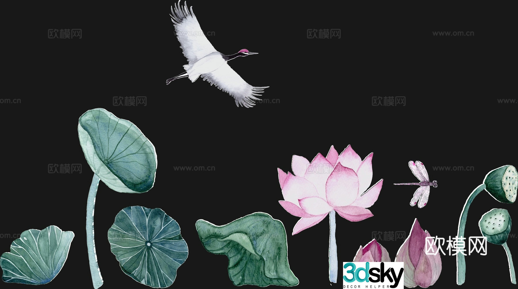 Lotus pattern lotus leaf lotus silhouette 3d model