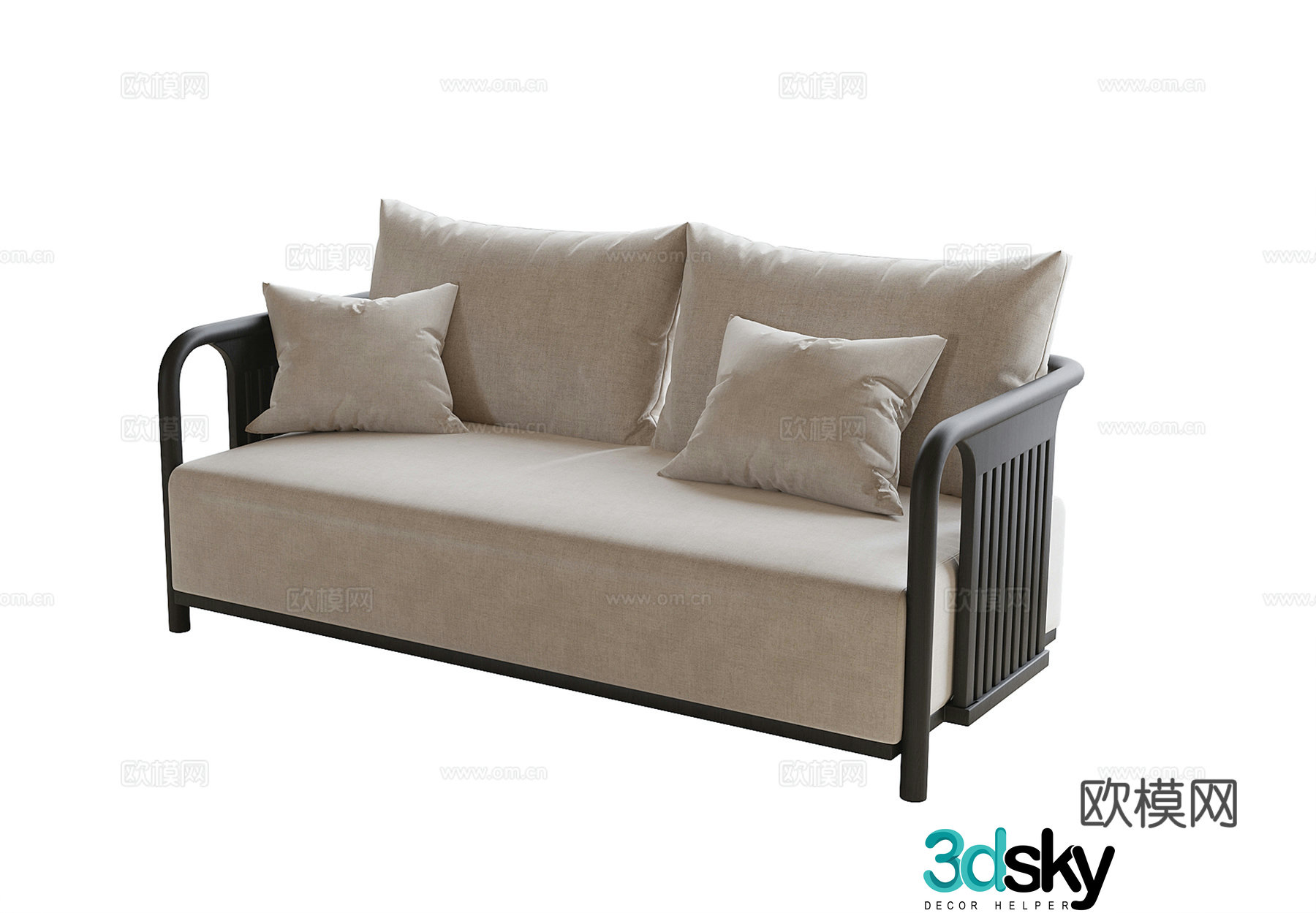 New Chinese style double sofa 3d model