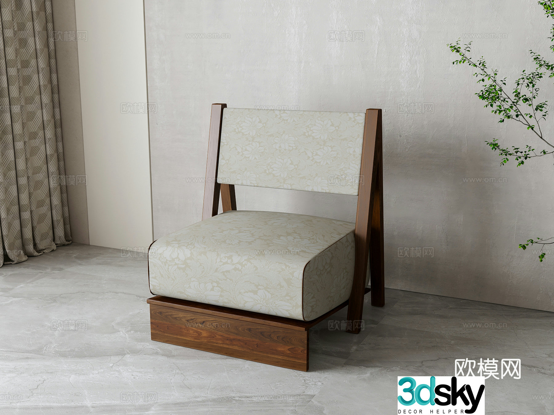 New Chinese style wooden chair leisure chair 3d model
