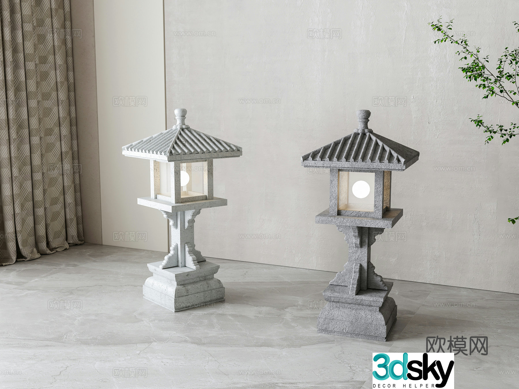 New Chinese style outdoor lamp stone lamp garden lamp 3d model