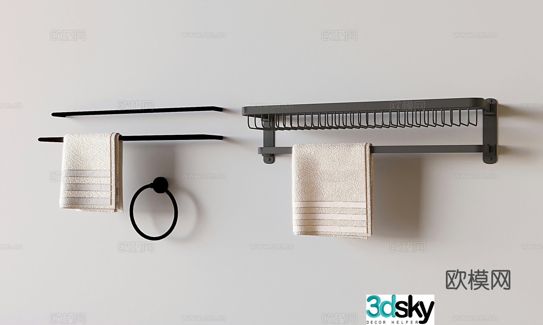 Towel bar towel ring bathroom shelf 3d model