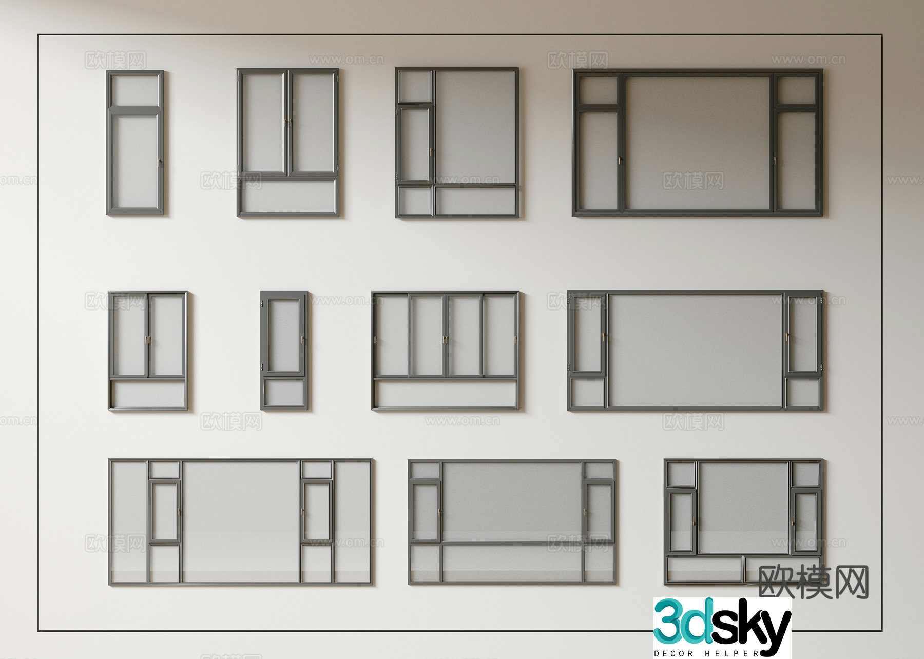 Modern windows floor-to-ceiling windows balcony windows bay windows bedroom windows sliding windows 3d model