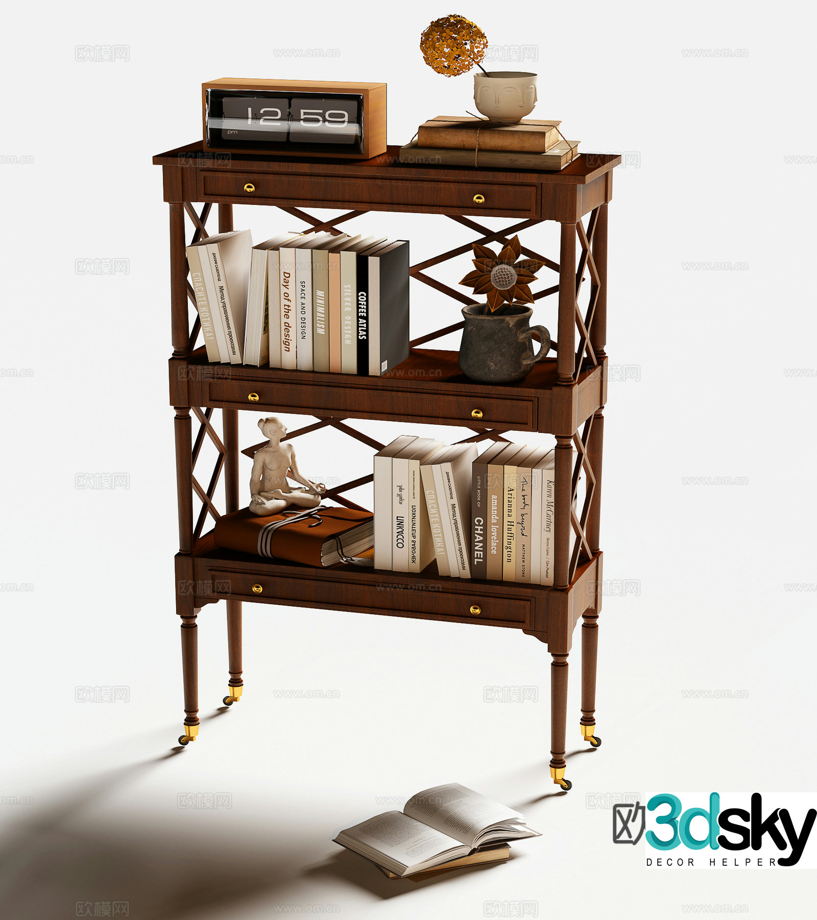 American bookshelf 3d model