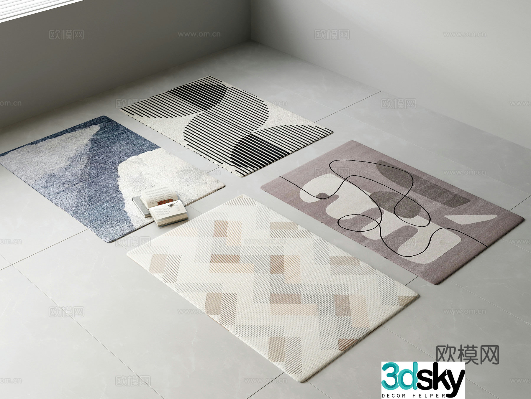 Modern carpet fabric carpet square carpet 3d model