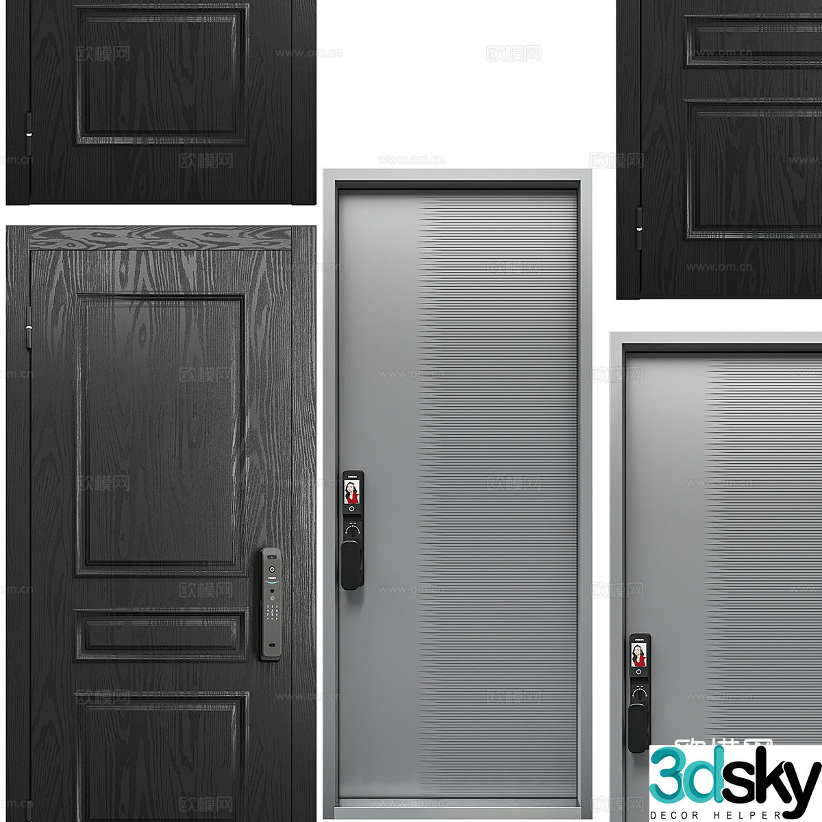 Modern door single door entry door 3d model