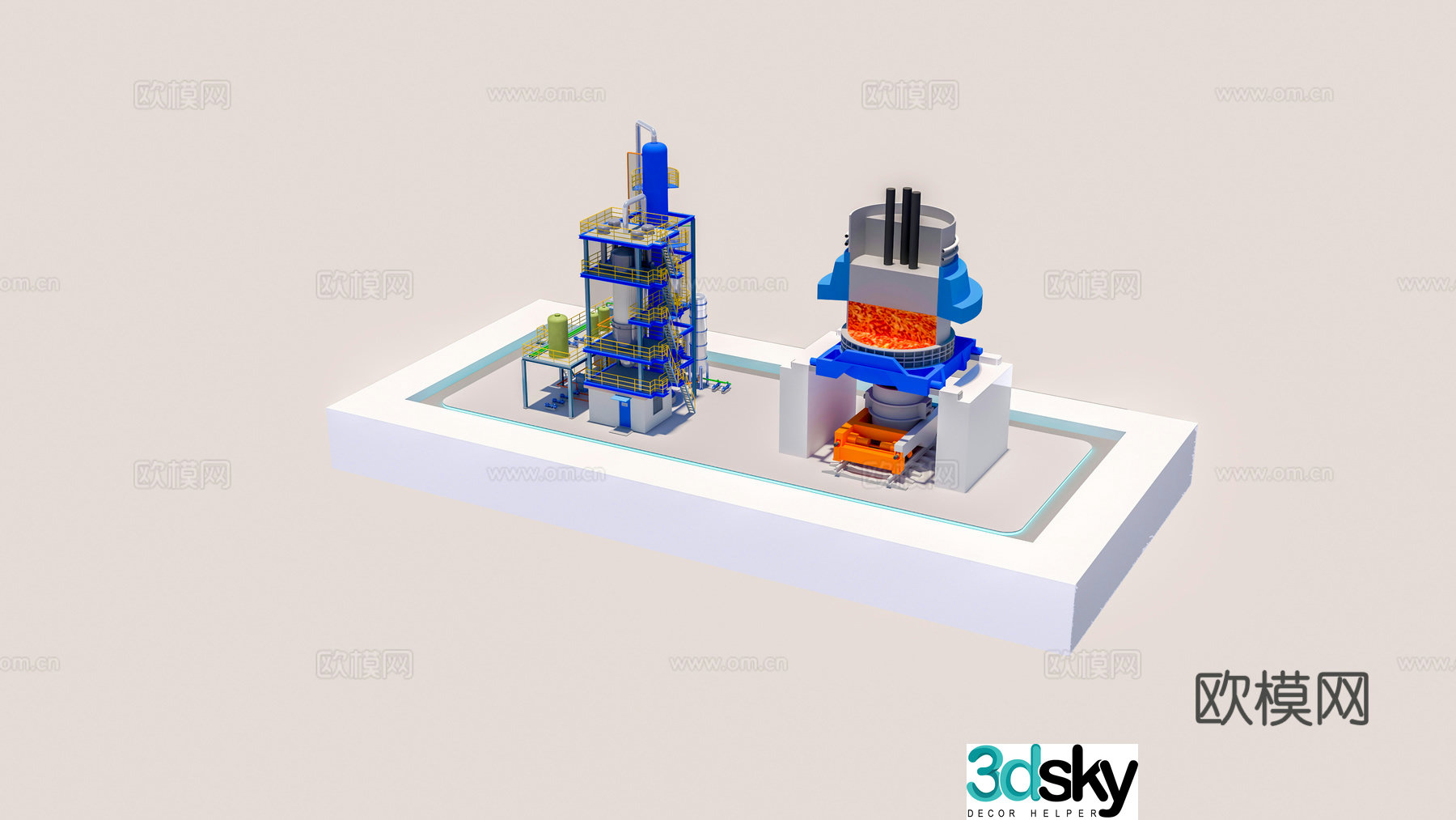 Industrial equipment electric arc furnace 3d model