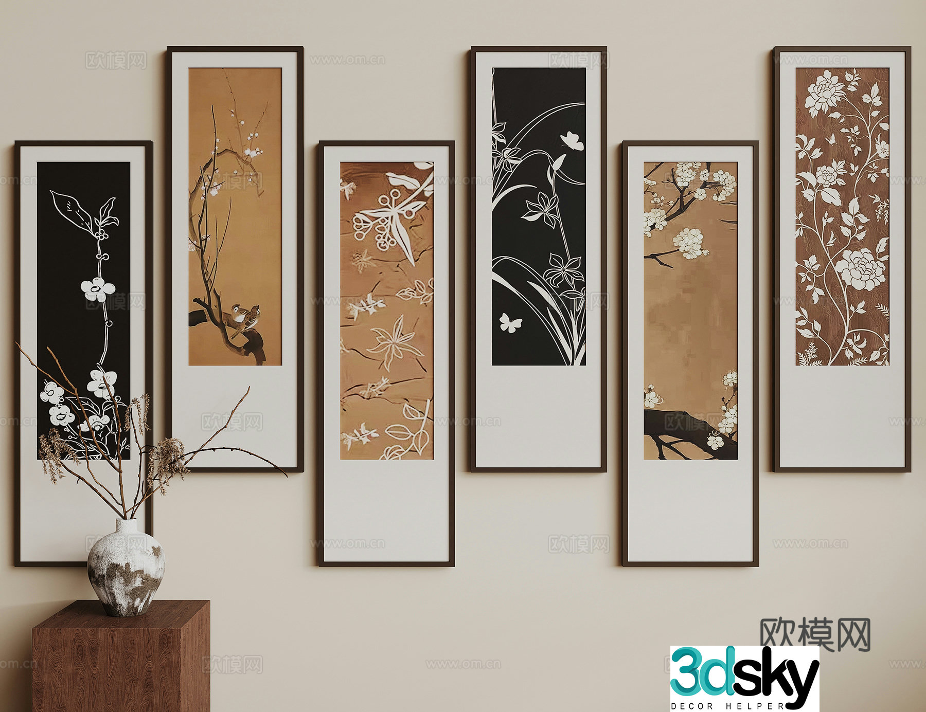 Medieval style decorative painting art painting hanging painting 3D model