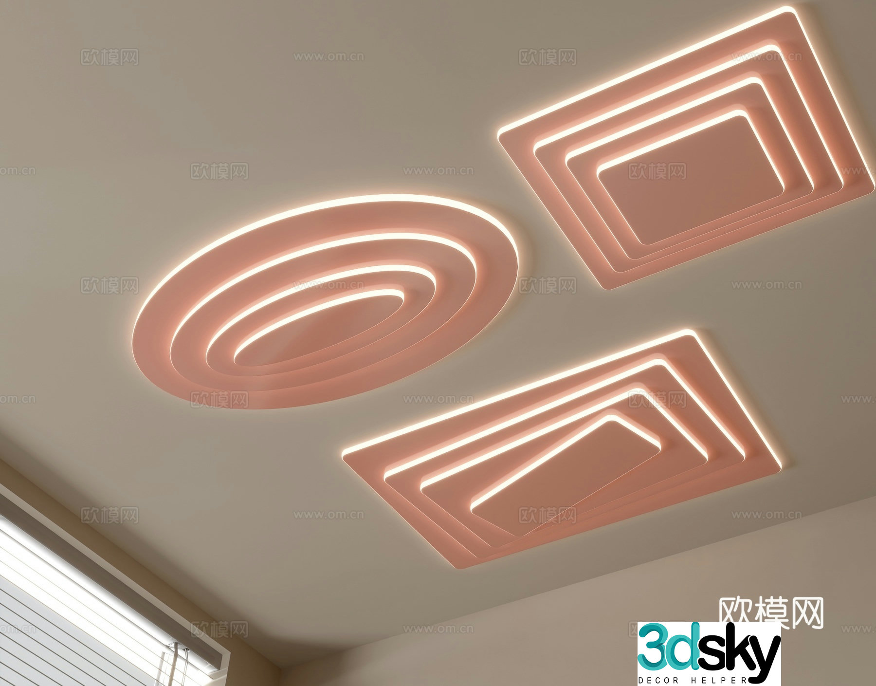 Geometric ceiling lamp bedroom lamp 3d model