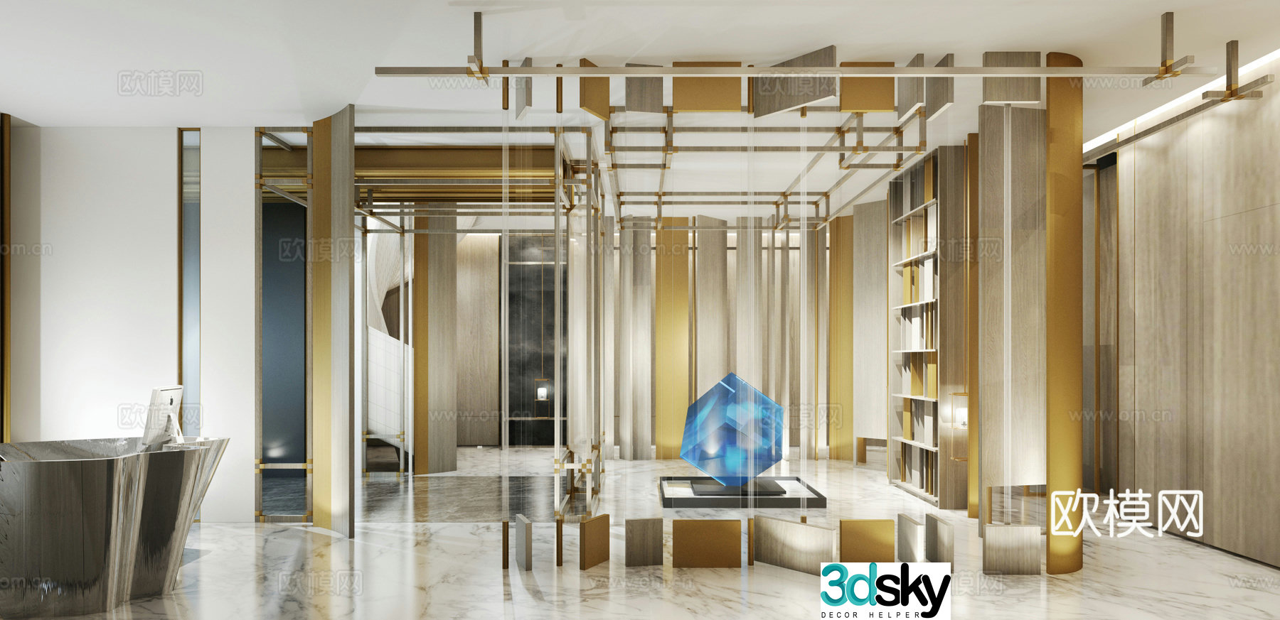 Company foyer front desk reception hall 3D model