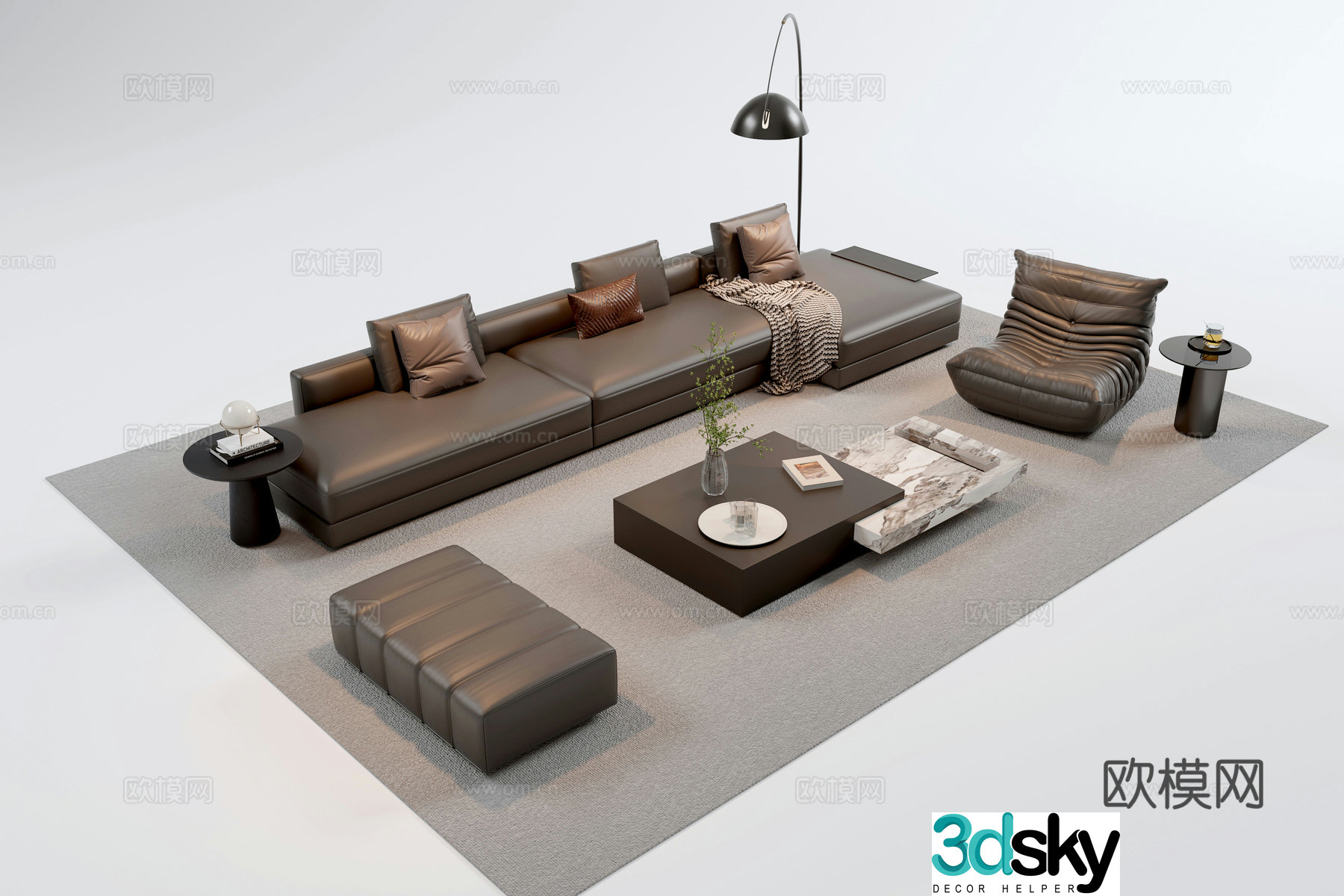 Italian sectional sofa 3d model