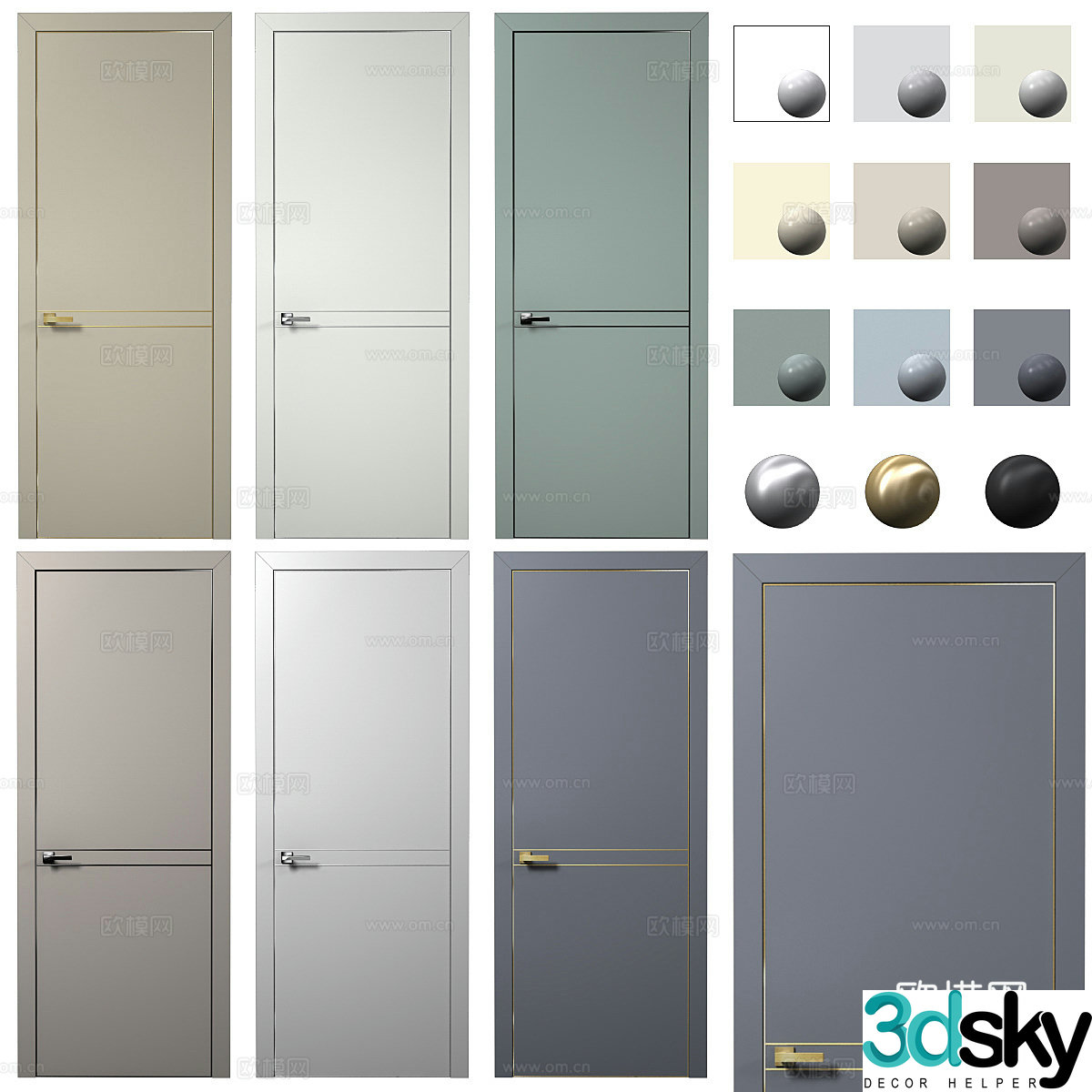 Modern door bedroom door single door 3d model