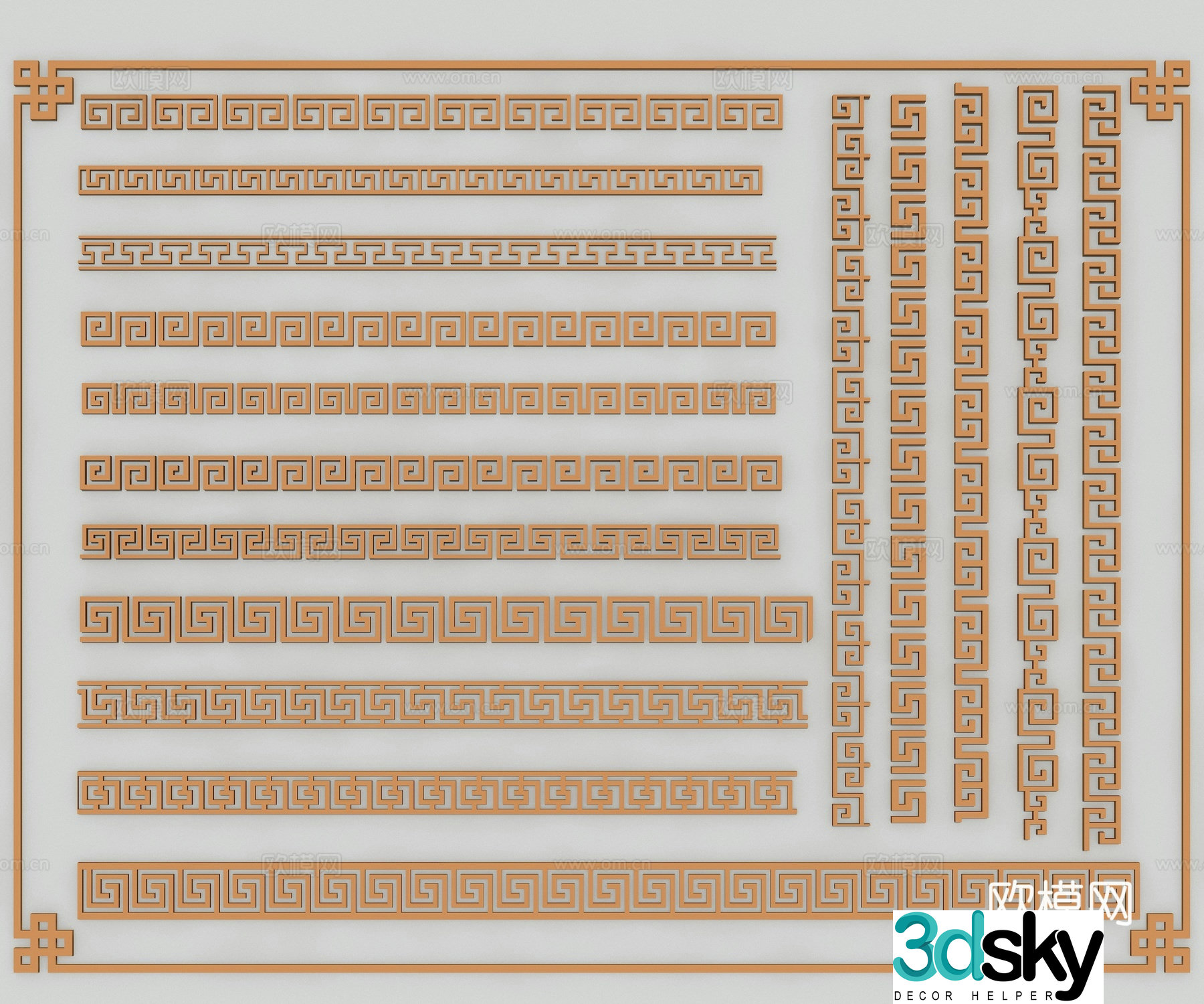 Chinese style fringe line decorative line 3d model