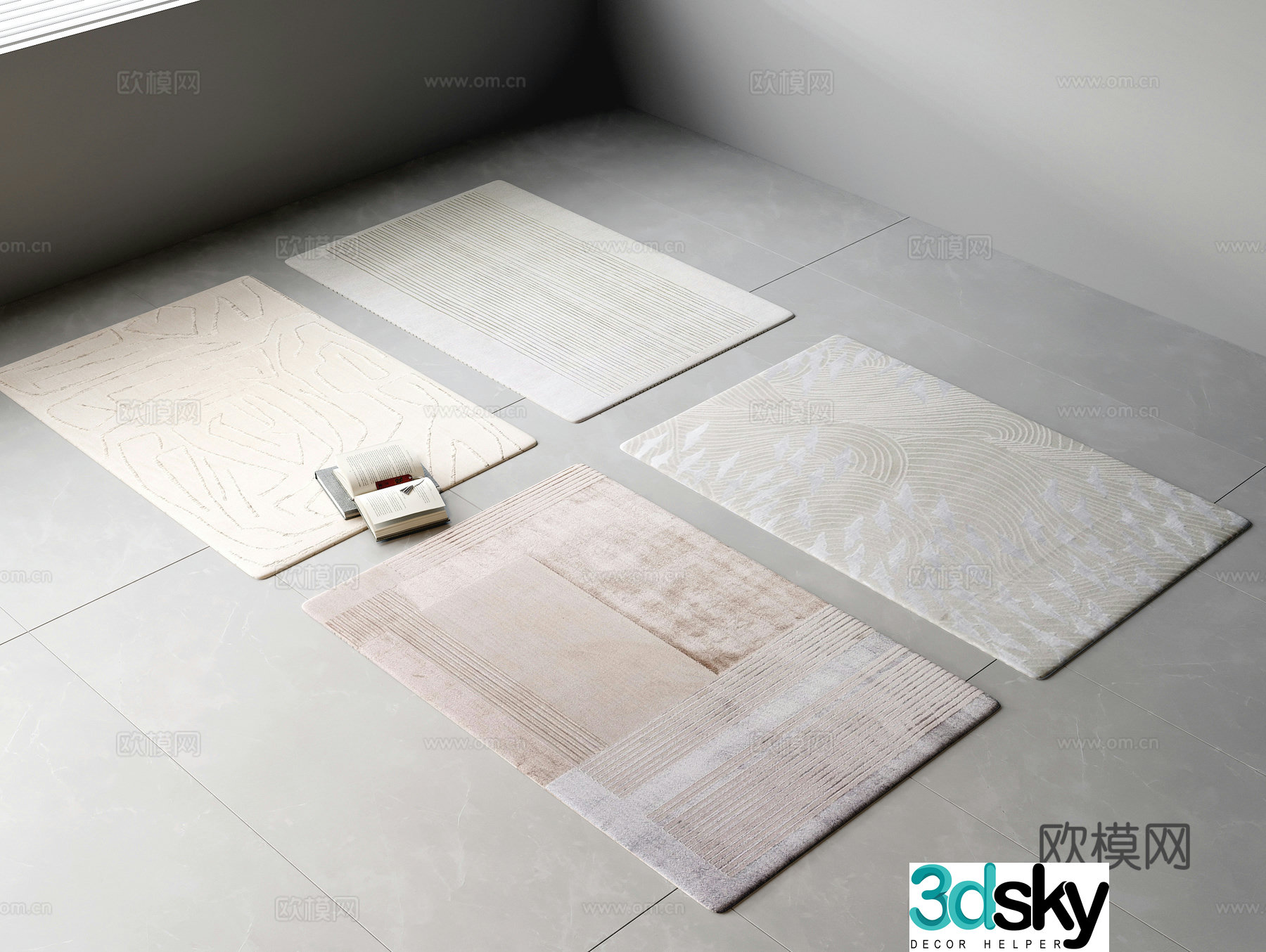 Modern carpet fabric carpet square carpet 3d model