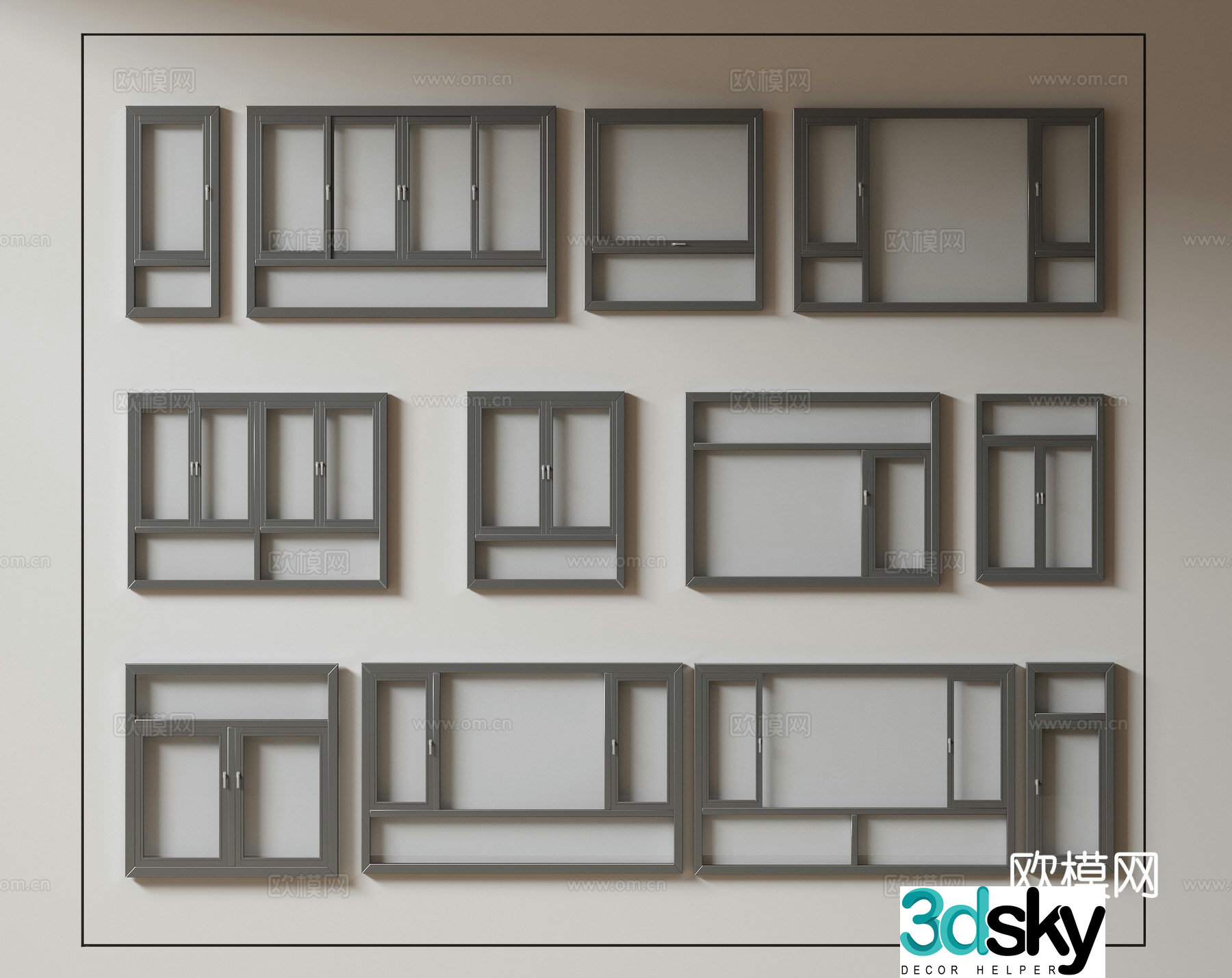 Modern windows floor-to-ceiling windows balcony windows 3d model