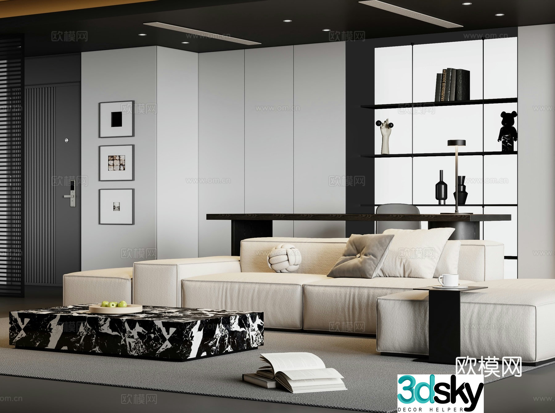 Modern modular sofa multi-person sofa 3d model
