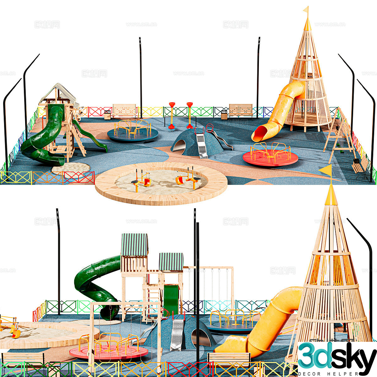 Modern children’s play area amusement equipment 3d model