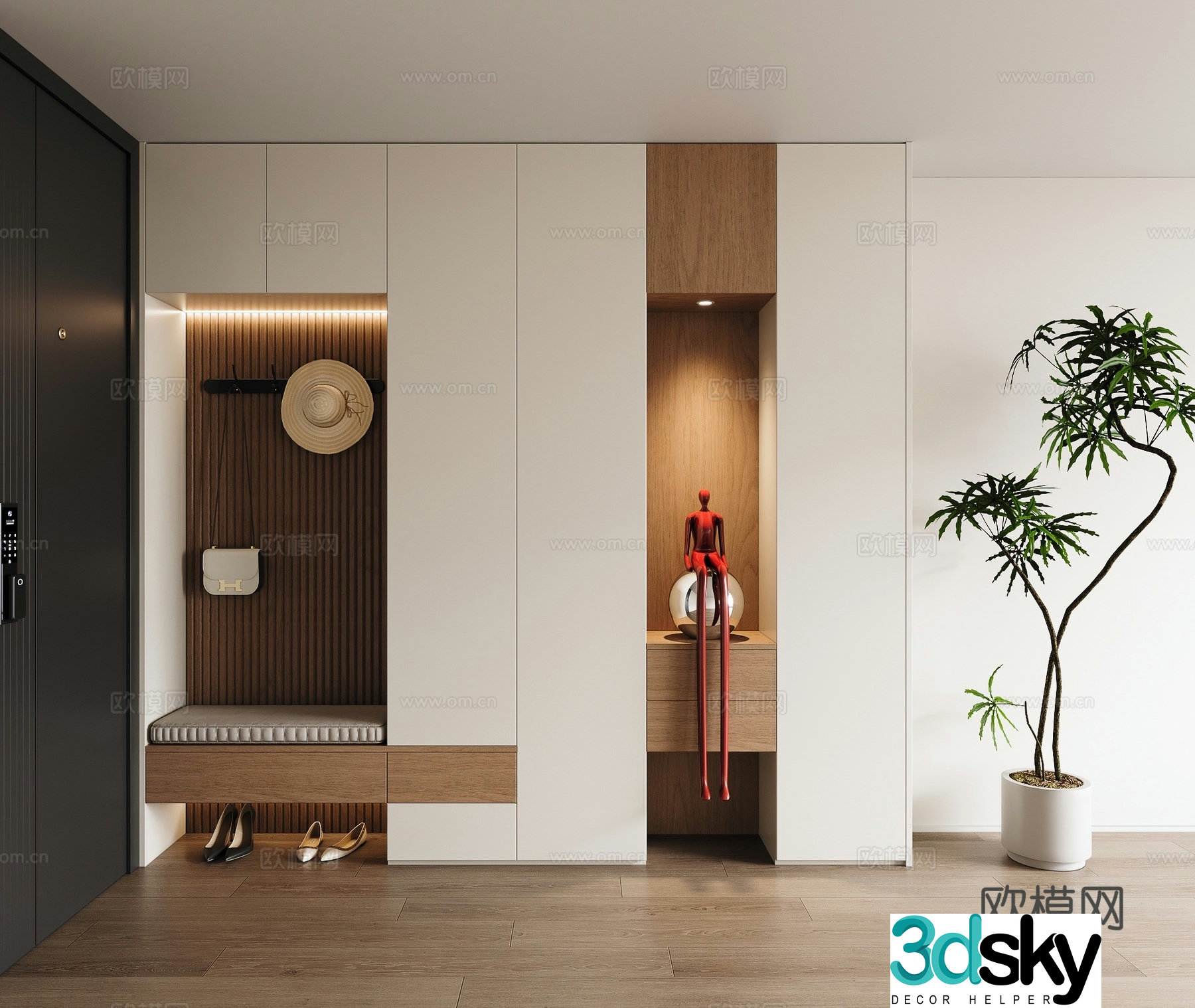 Modern entrance shoe cabinet home shoe cabinet 3D model