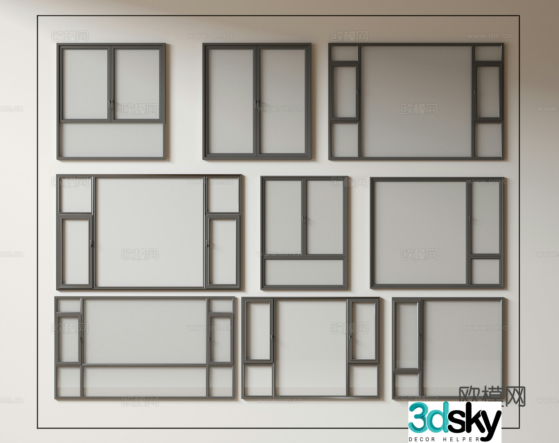 Modern windows floor-to-ceiling windows balcony windows bay windows bedroom windows sliding windows 3d model