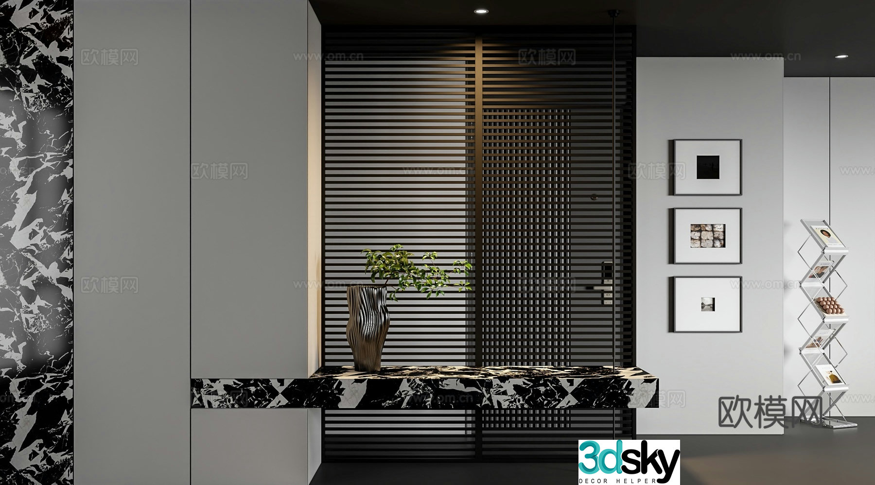 Modern entrance aisle partition 3D model