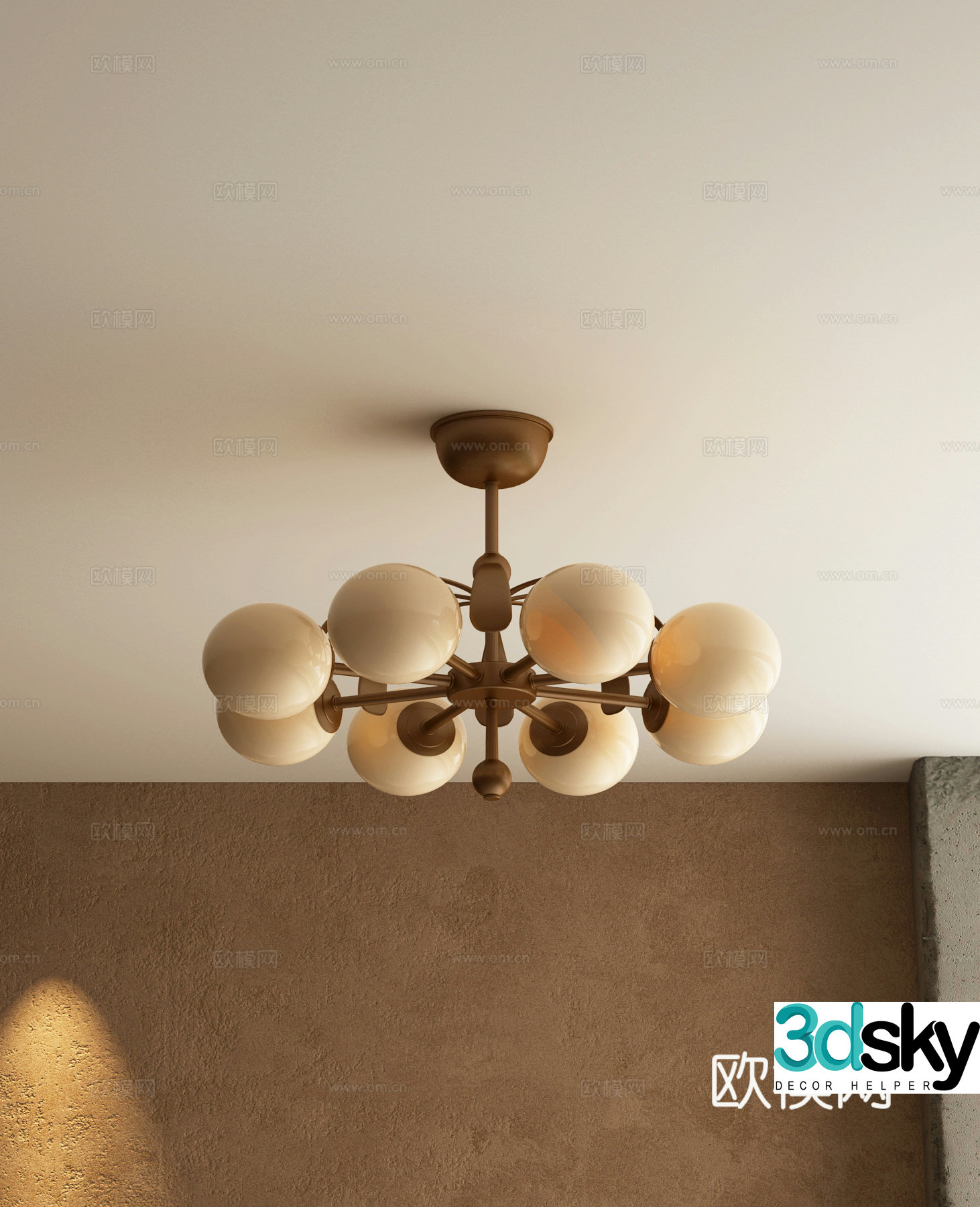 French multi-head chandelier 3d model