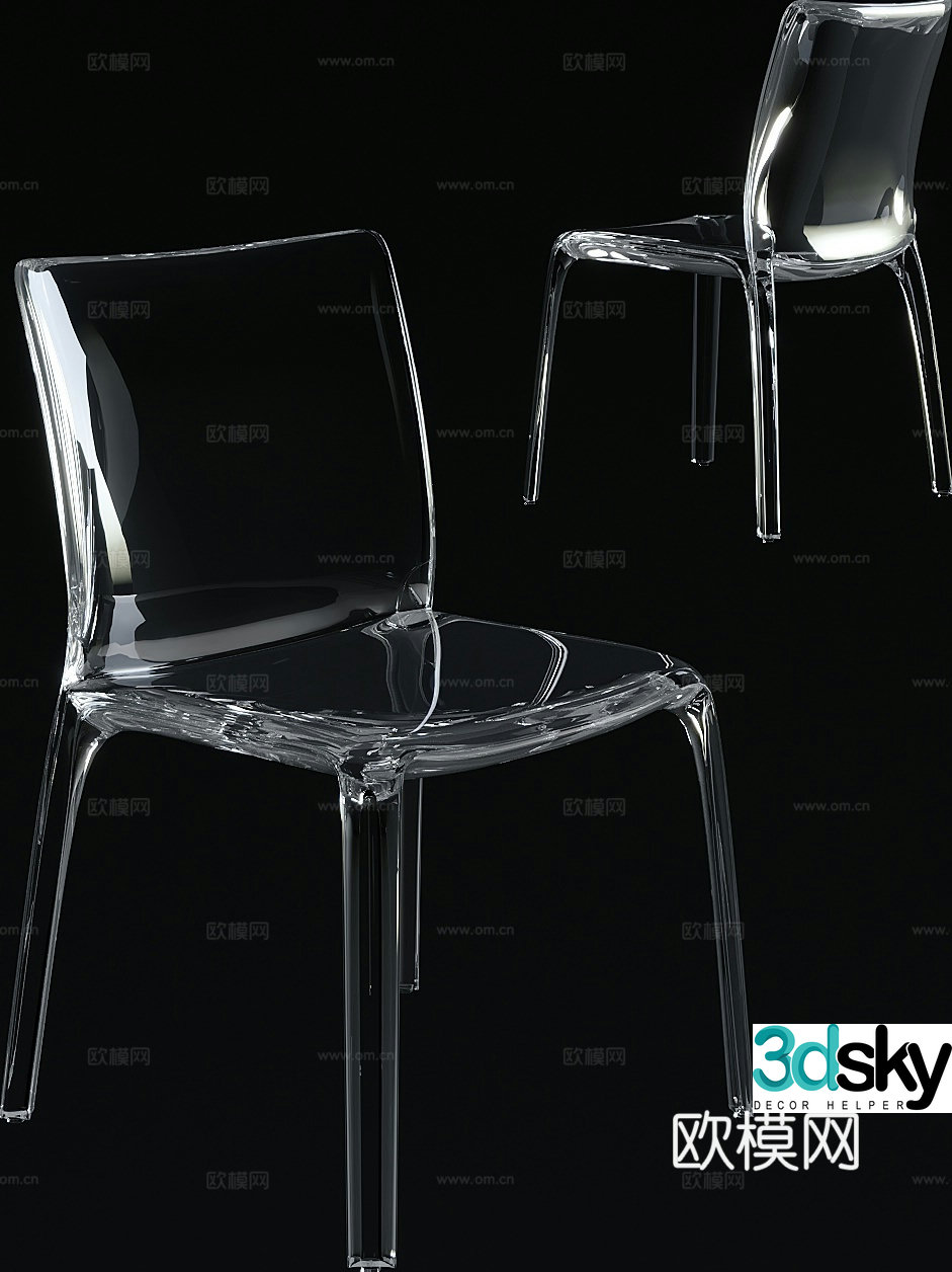 Acrylic chair dining chair 3d model