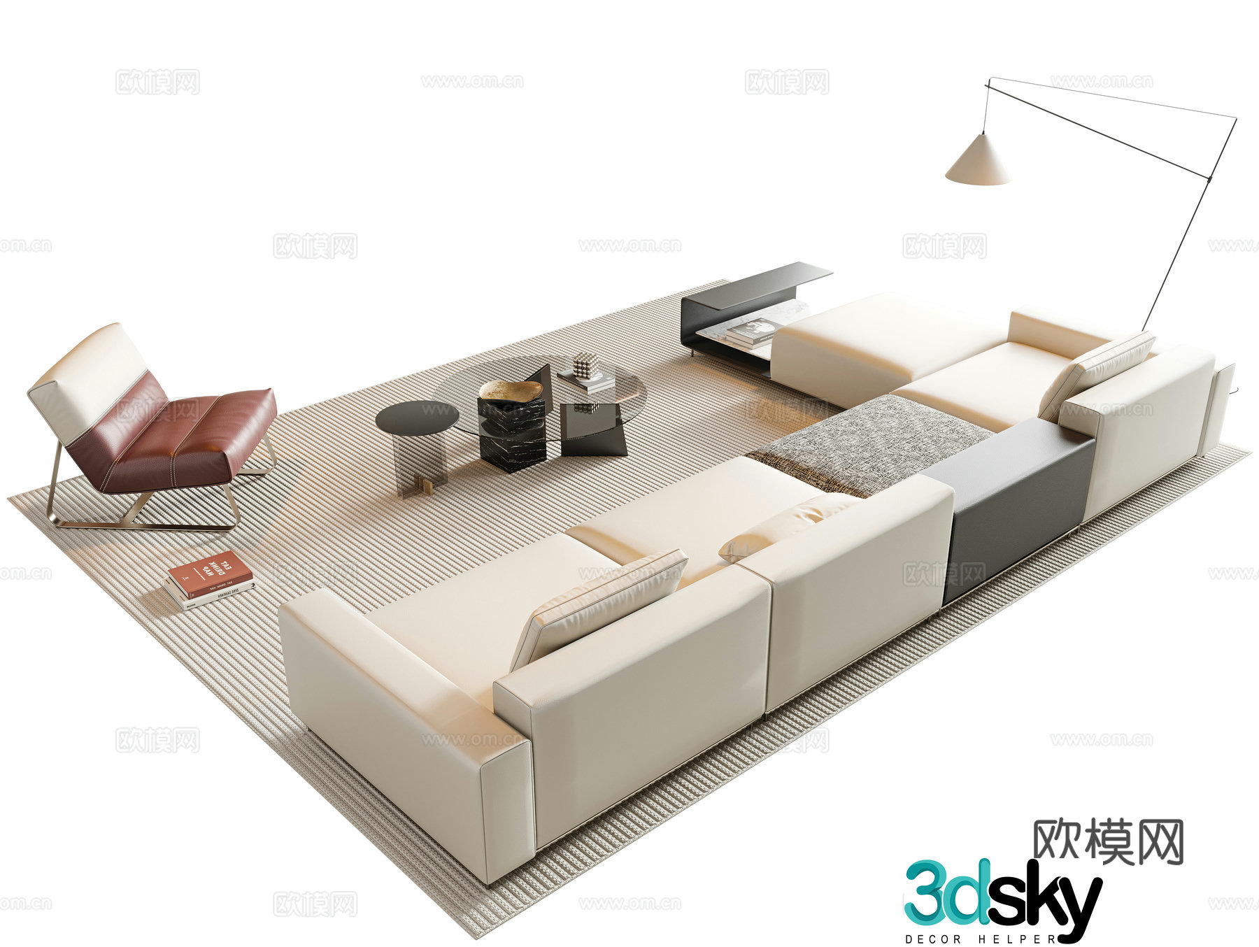 Modern sofa coffee table modular sofa 3d model