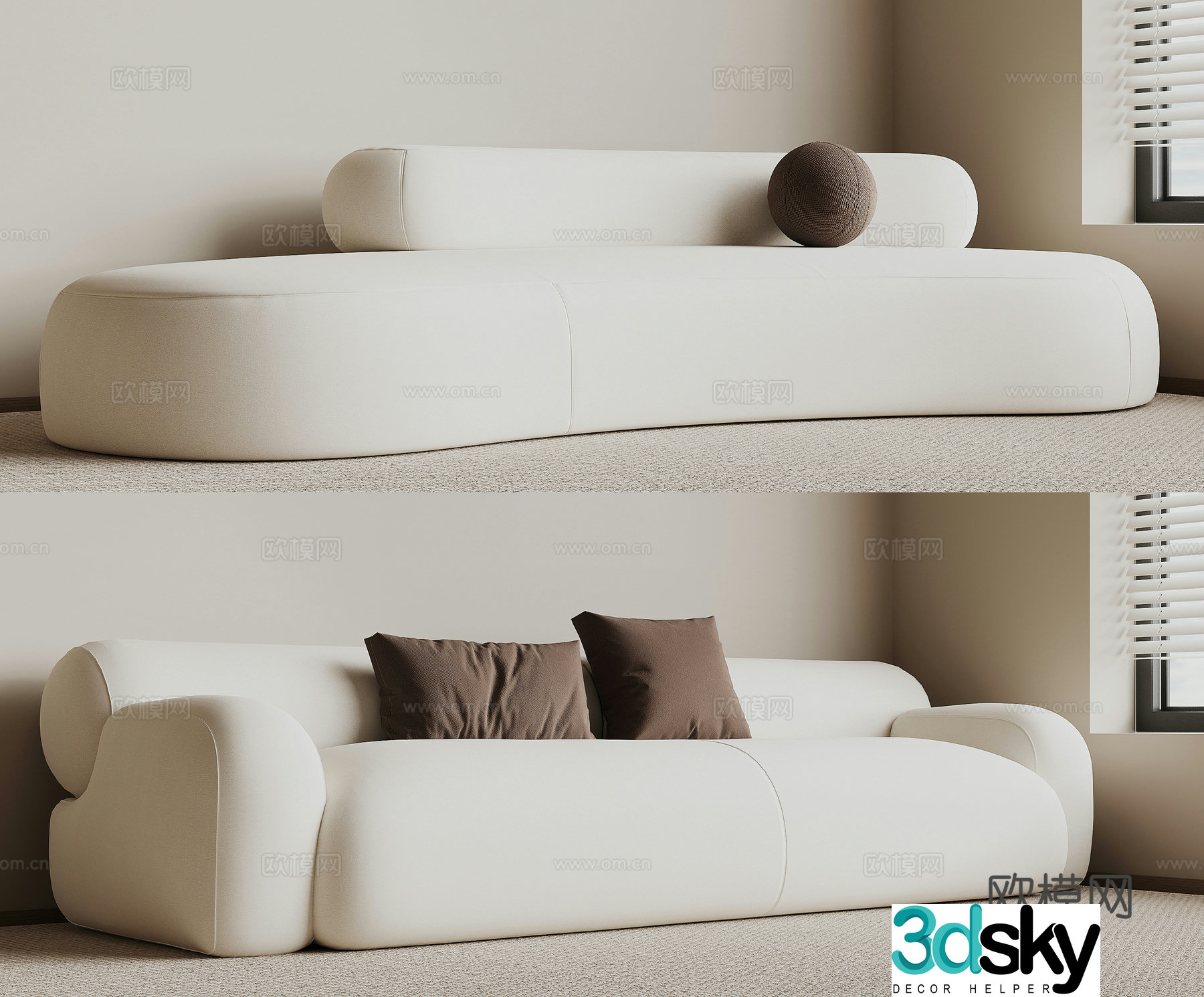 Special shaped sofa curved sofa 3d model