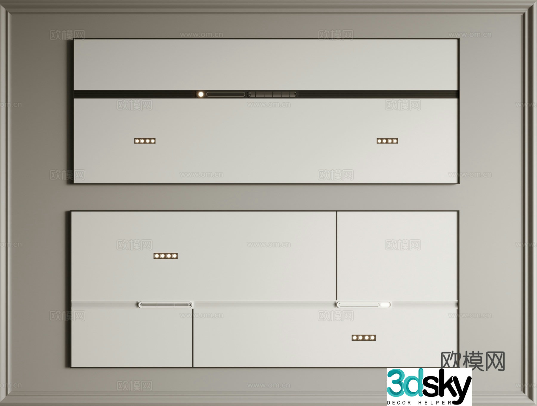 Modern integrated suspended ceiling 3d model